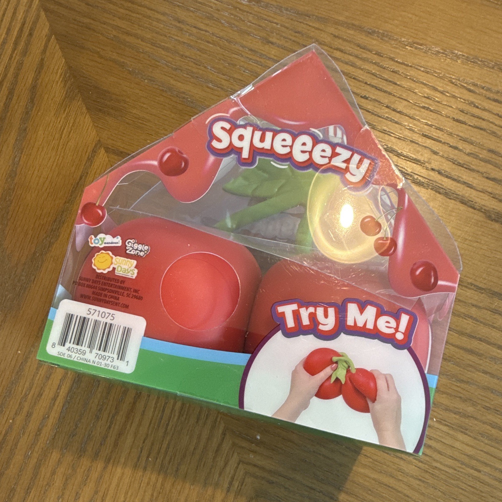 Sunny Days Entertainment Cherry Tactile Squeeze Toy Red/Green Ages 3+ 571075