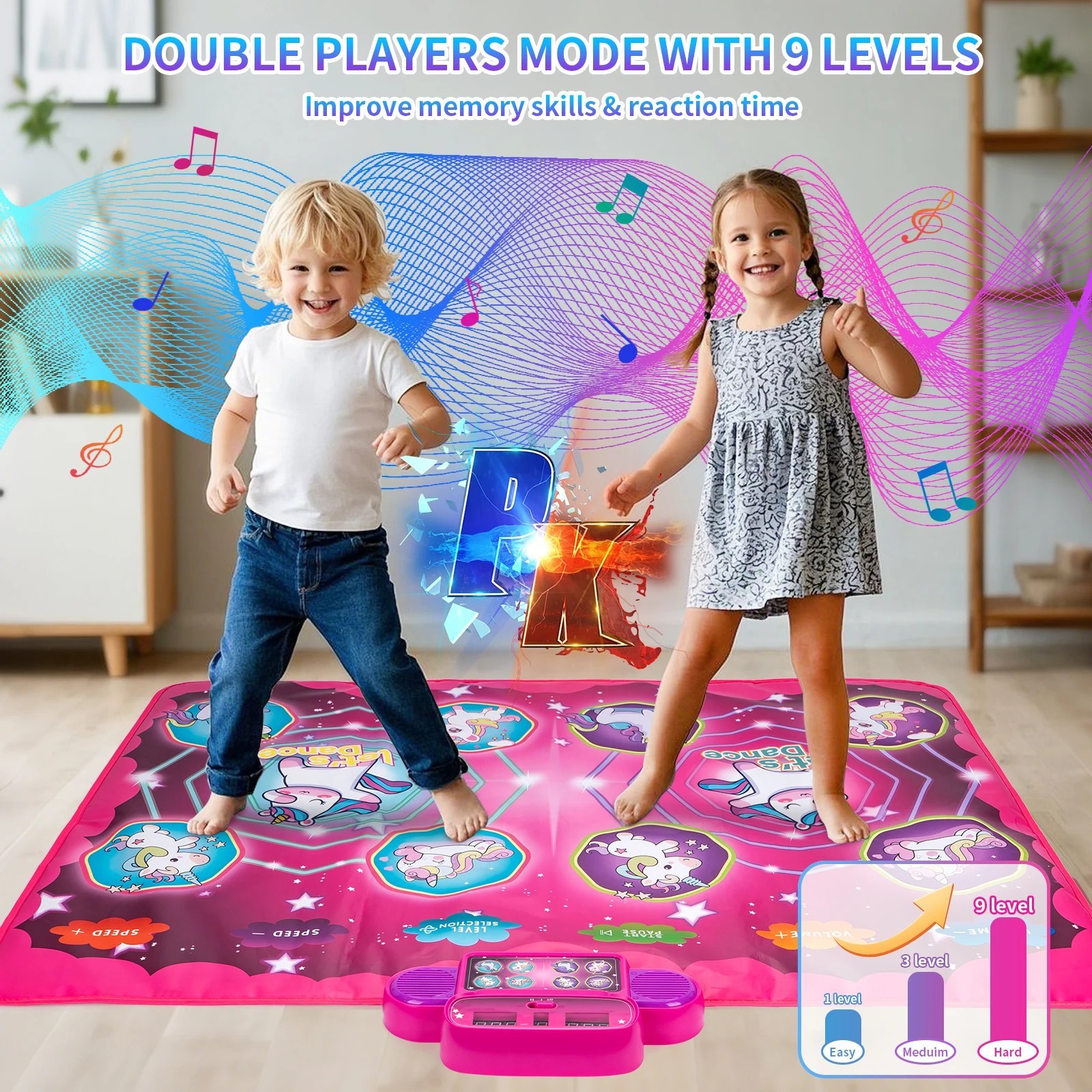 Kids Electronic Dance Mat with 9 Levels Educational Toys Double Players