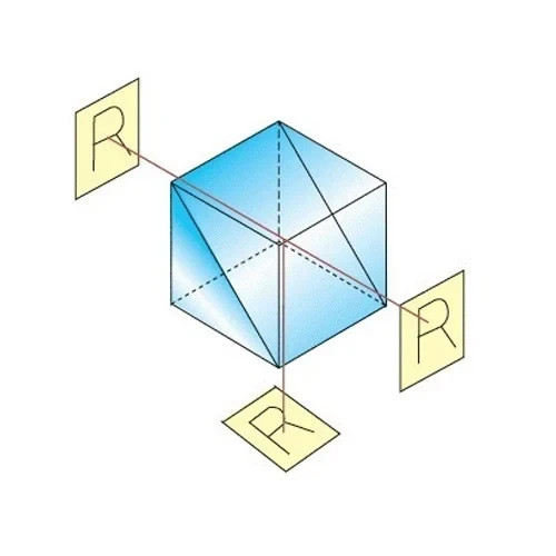 Cube Beam Splitter 20x20mm T:R 50:50 Metallic Coating