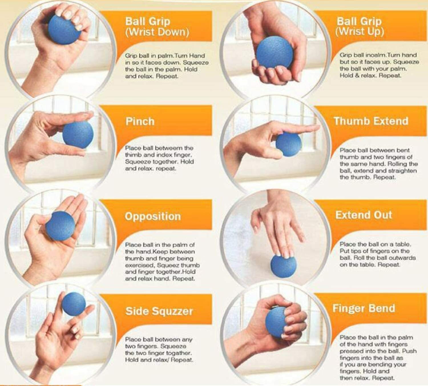 3 Pack Stress Relief Gel Squeeze Ball Exercise Finger Hand Grip Physical Therapy