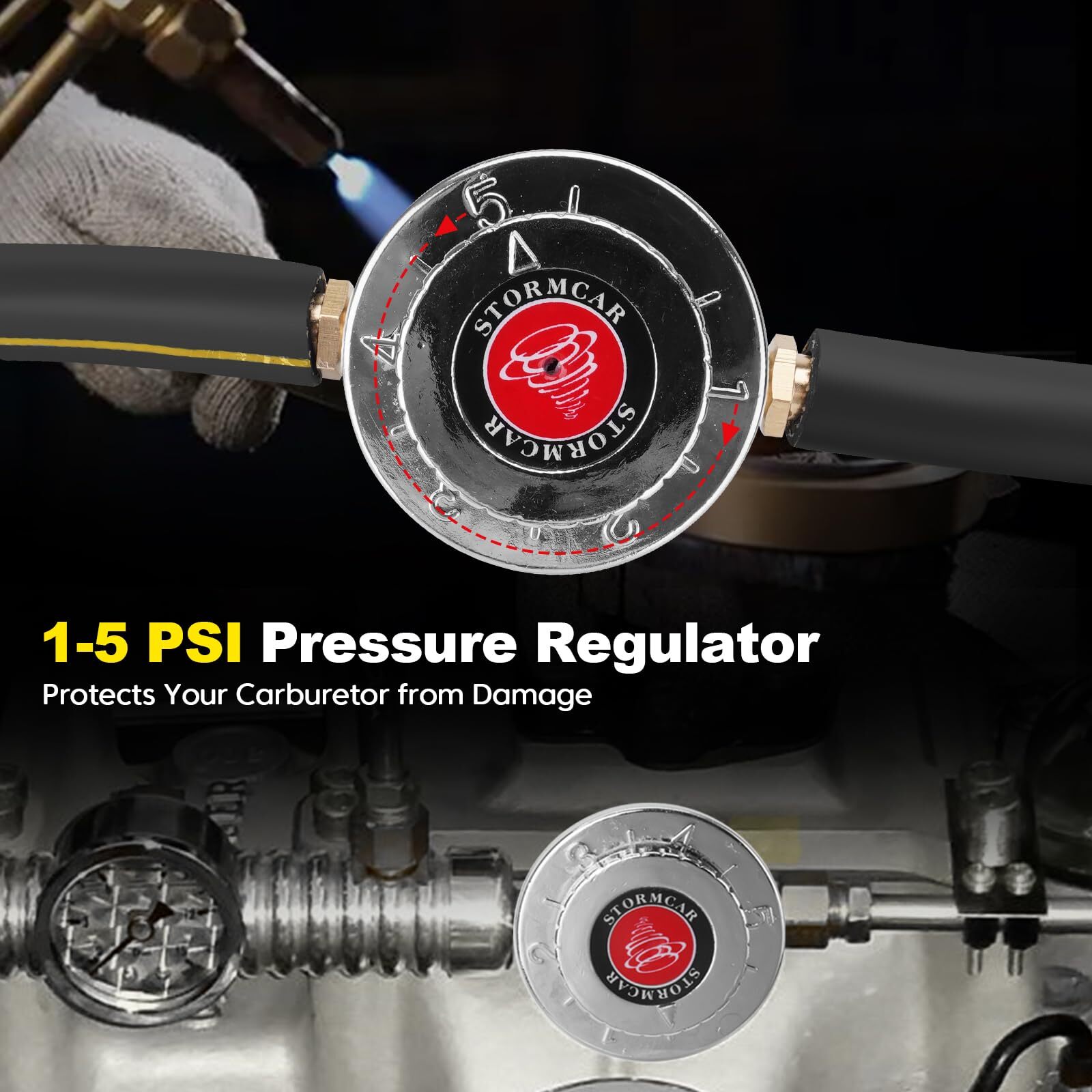 Manual Adjustable 1-5 PSI Fuel Pressure Regulator Carburetor Carb Fuel Pump Kit