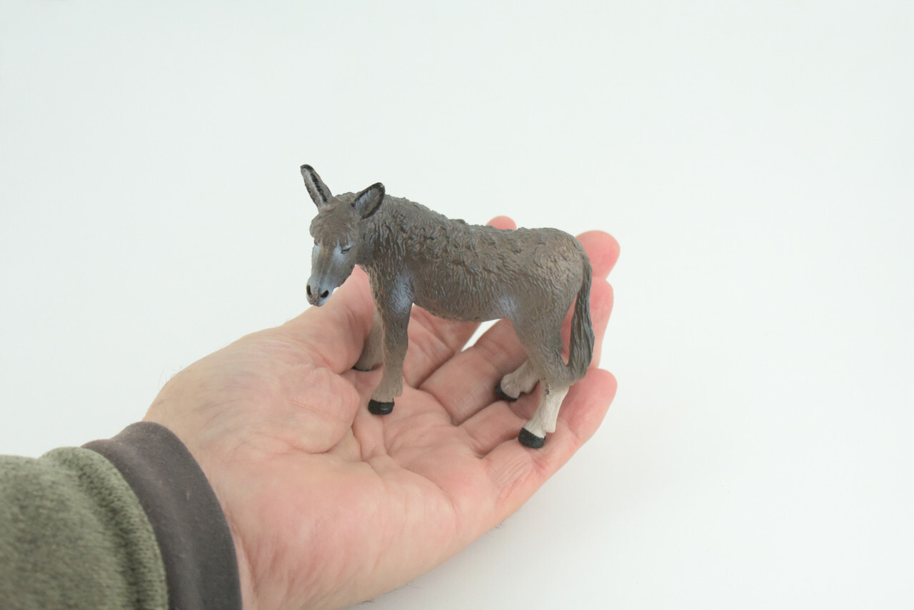 Donkey Toy Realistic Hand Painted Rubber Farm Model 4 Inches CH846 BB197