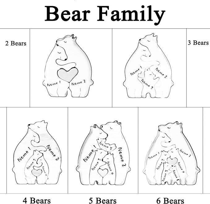 Personalized Bear Family Wooden Puzzle Toy Family Of Bears, Educational Toy DIY
