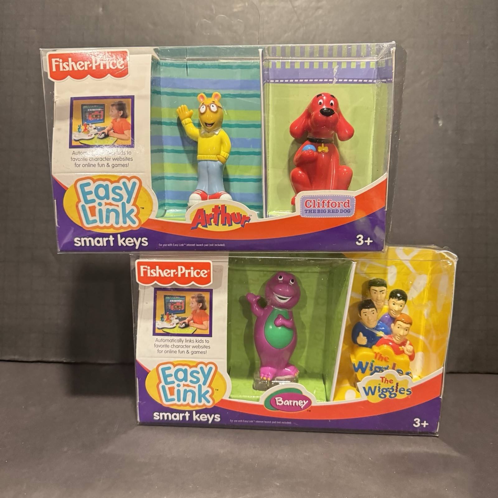 Fisher-Price EASY LINK Arthur/Clifford & Barney/Wiggles Smart Keys New (READ)