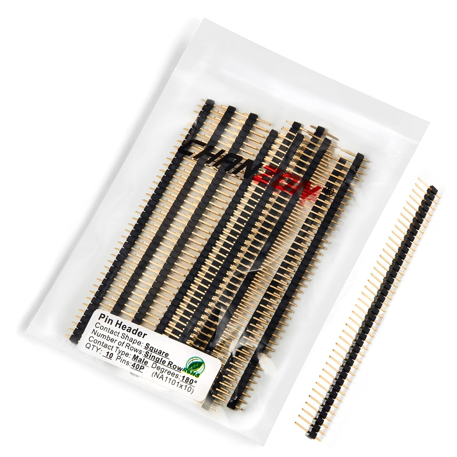 Chanzon Pin Header Strip for Arduino Gpio 40 Standard, (03) Male 40pin 10pcs