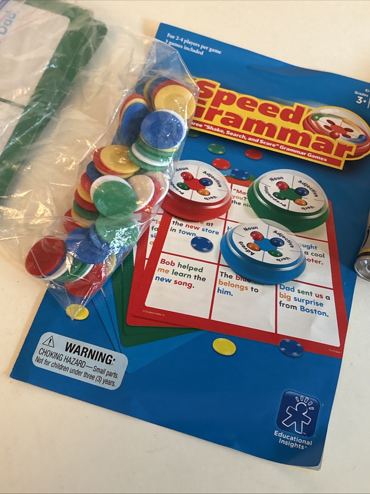 Speed Grammar Game by Educational Insights W/3 Grammar Games PREOWNED COMPLETE