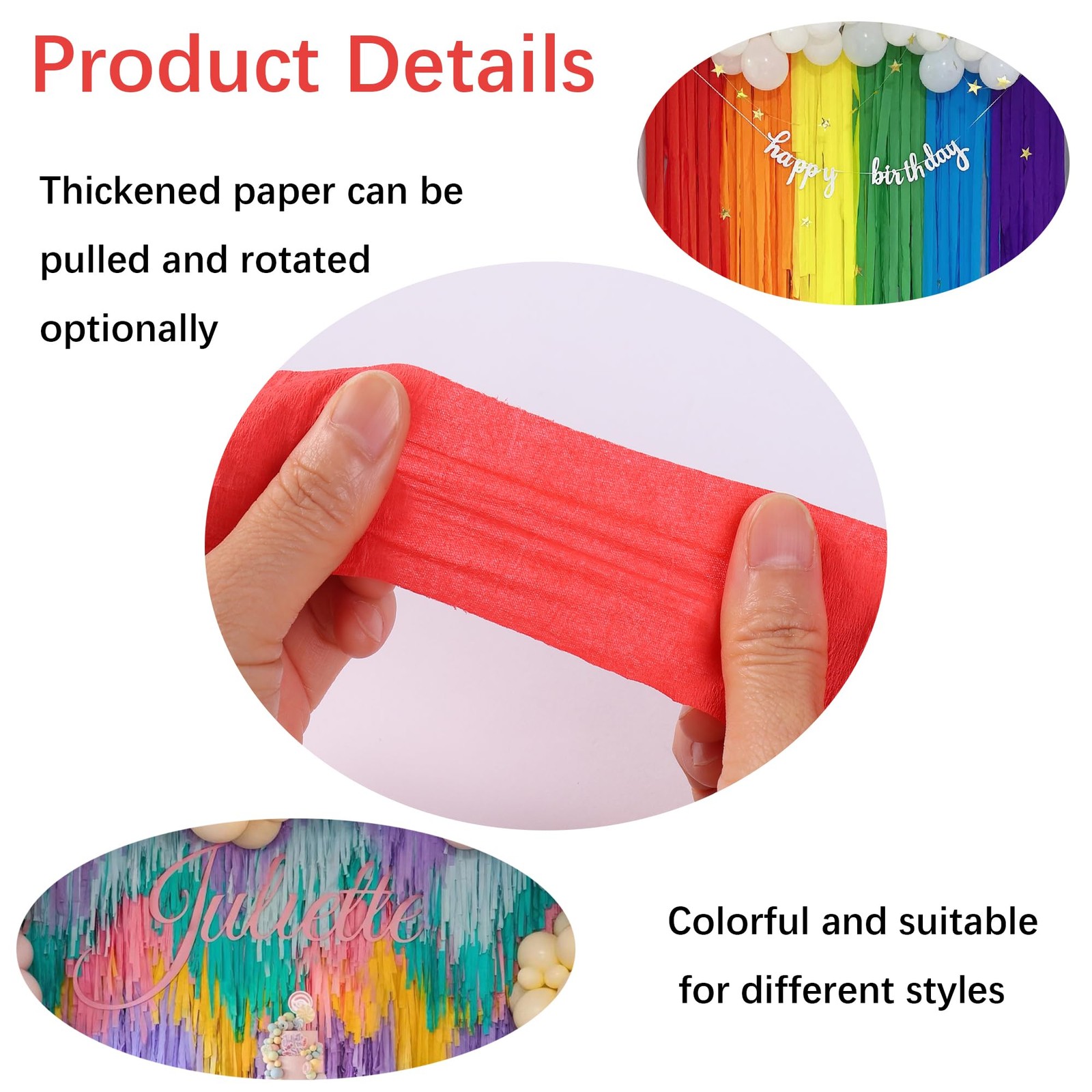 6 Rolls Rainbow Crepe Paper Streamers 492 Ft Party Birthday Wedding Decor 6 Colo