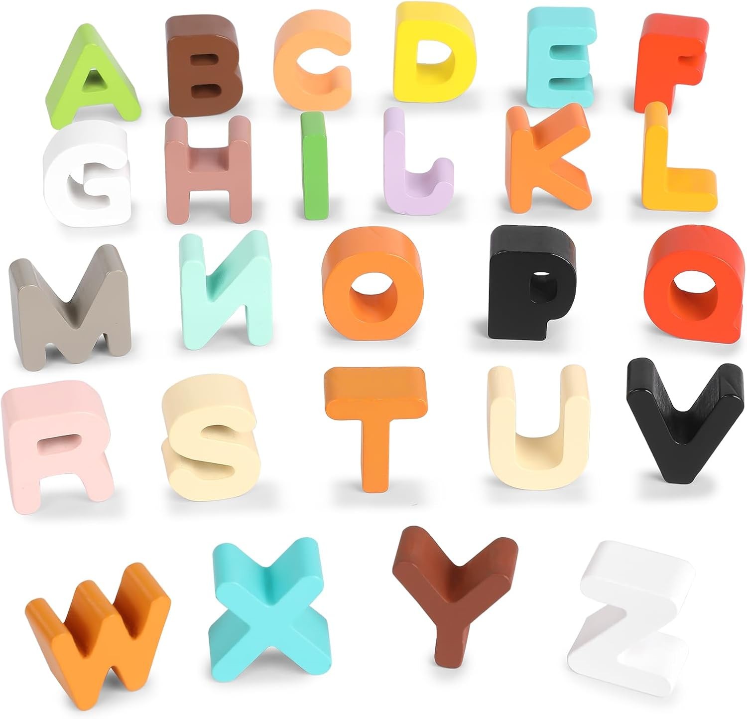 52PC Matching Game, Wooden Alphabet Animal Puzzles ABC Peg Puzzles f/Age 3+ Kids