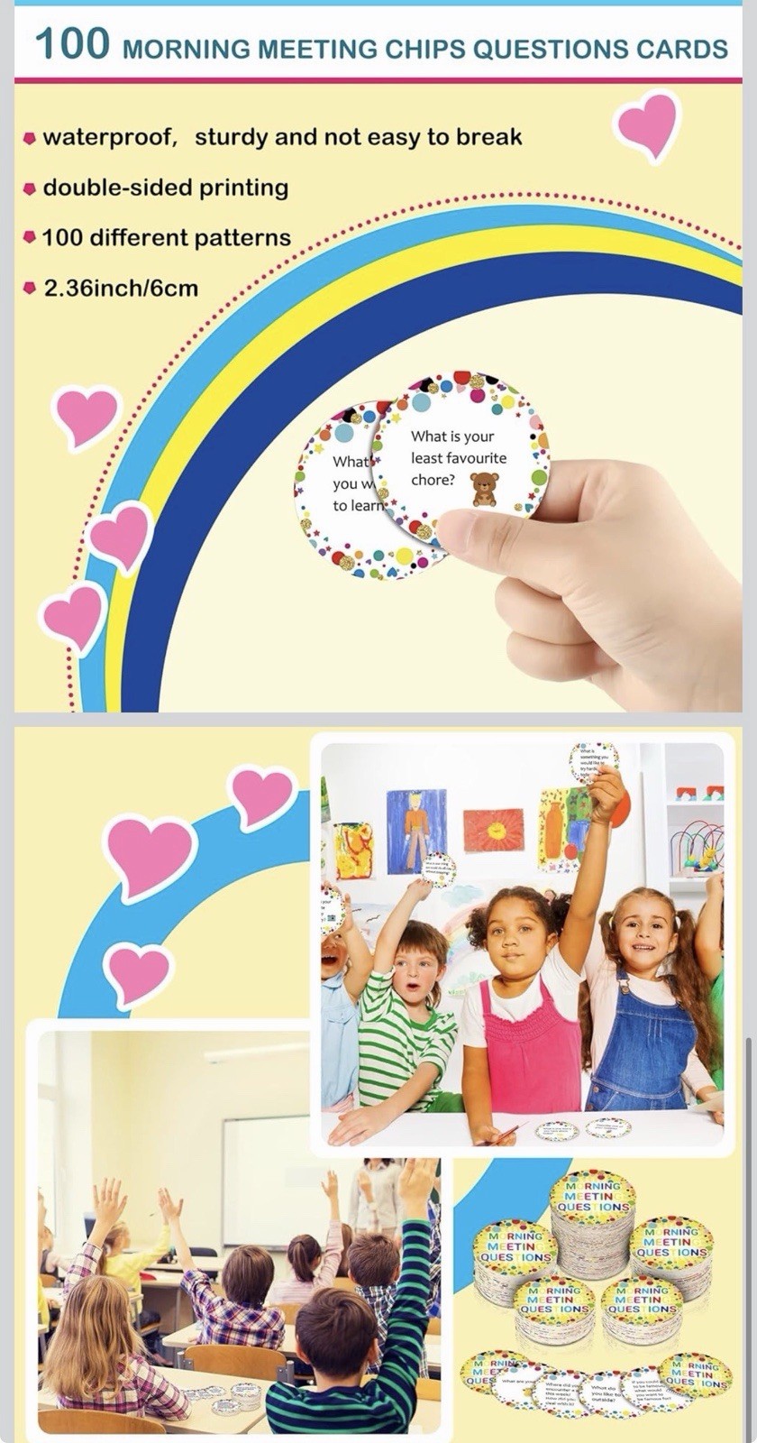Morning Meeting Chips- Questions Get to Know Students Classroom Learning