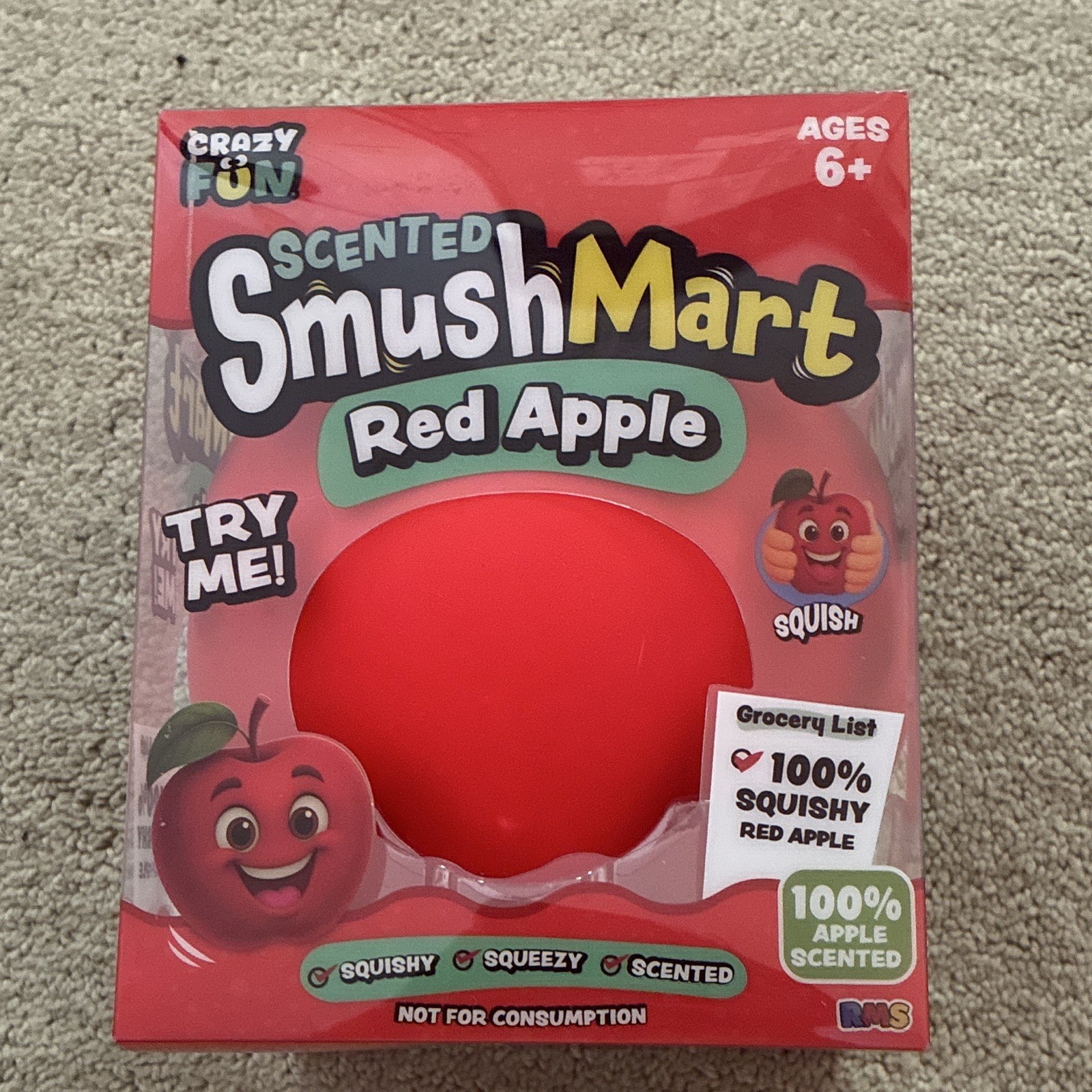 Crazy Fun SmushMart Red Apple Scented Squishy Squeeze Toy Ages 6+ Years