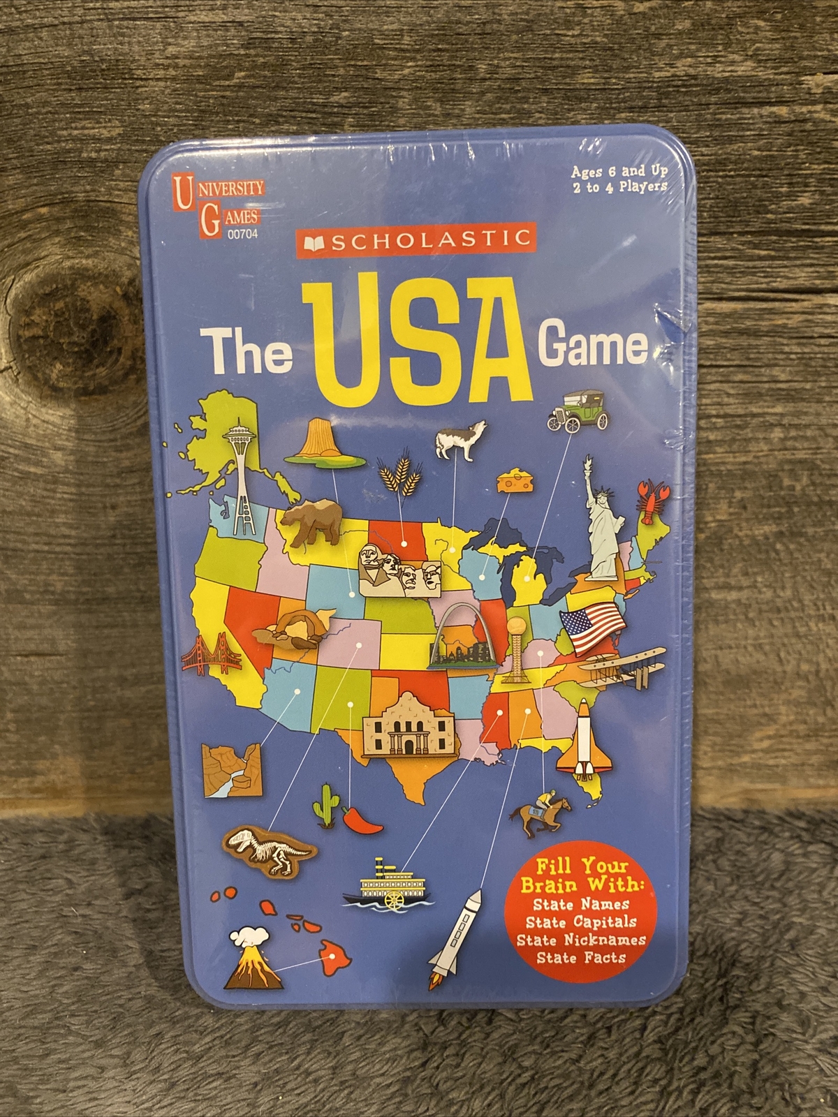 University Games ~ Scholastic: The USA Game BRAND NEW Sealed Tin!