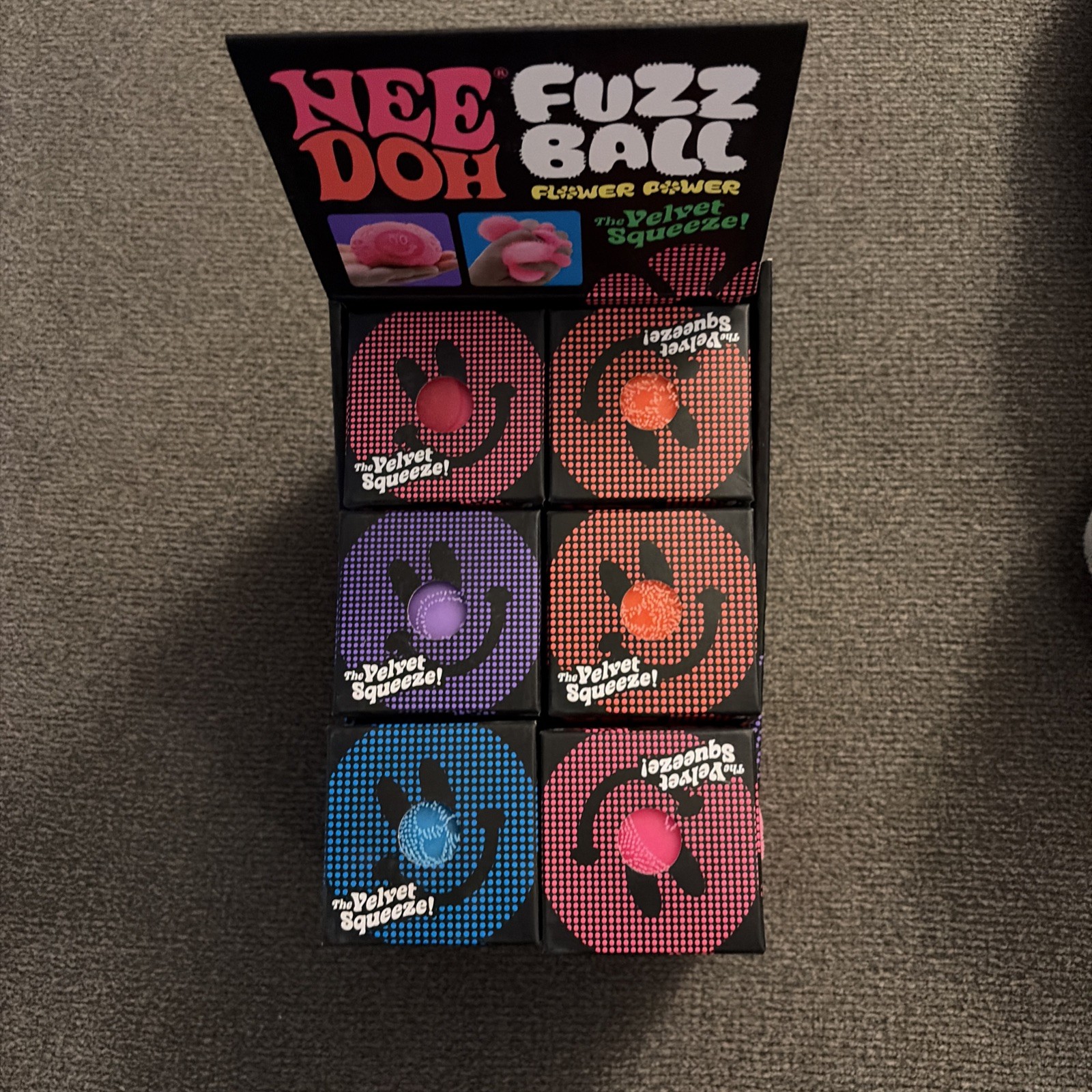 Schylling NeeDoh Nee Doh Fuzz Ball Flower Power Lot of 12 with Display Box