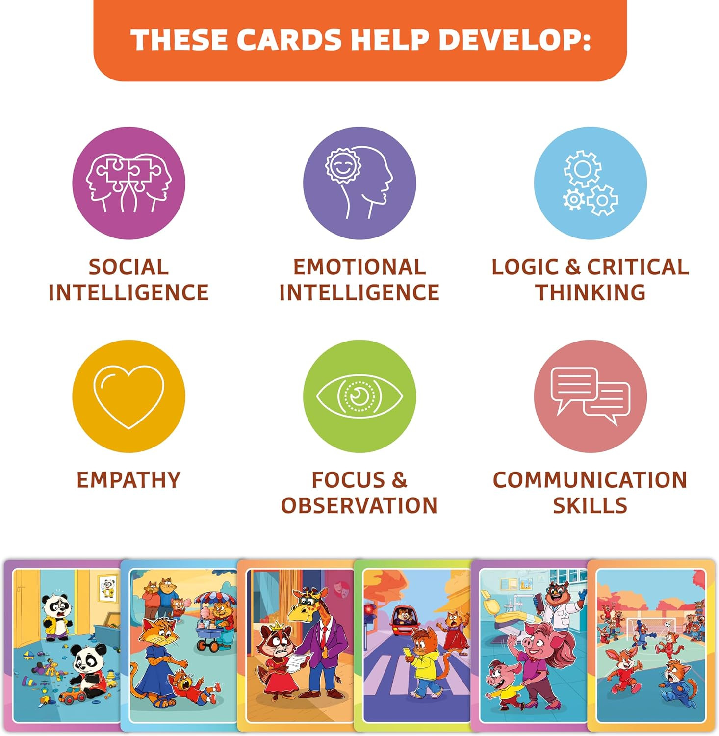 Who What Why Conversation Cards for Kids – Learning Game for Social Skills, Emot