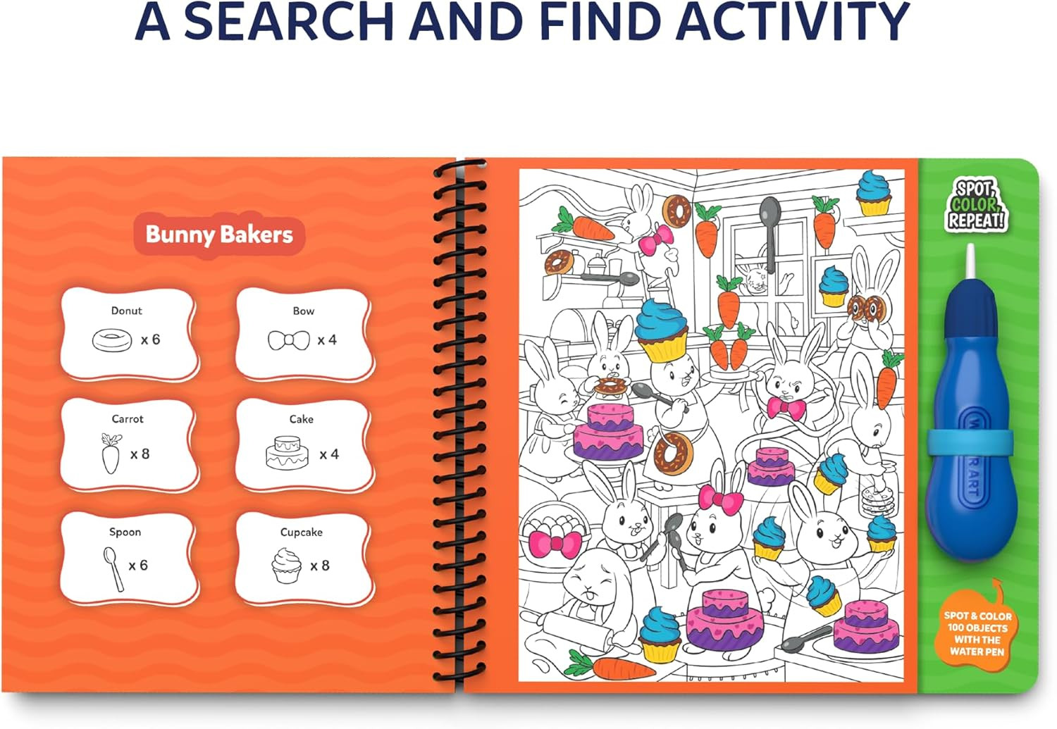 Reusable Search & Find Book – Water Spotter, Mess-Free Paint with Water Kit, …