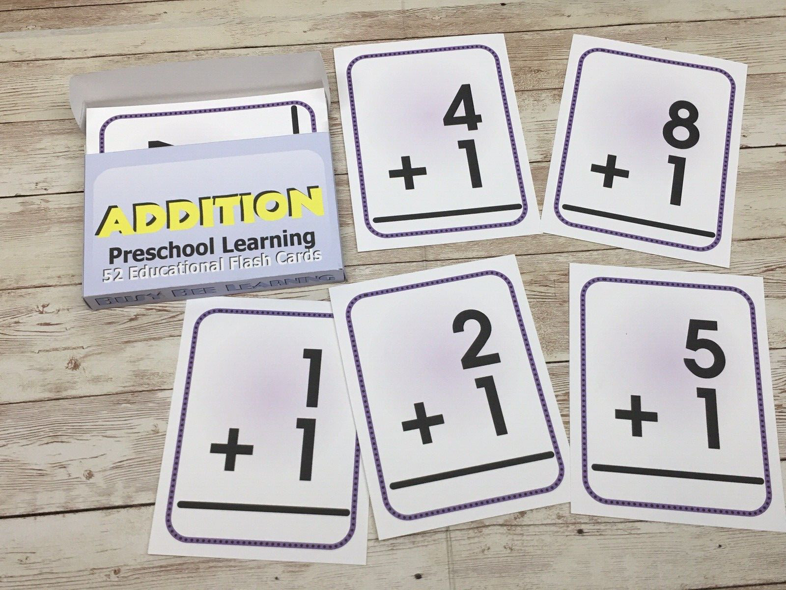 Addition – Busy Bee Preschool Learning – 52 Educational Flash Cards