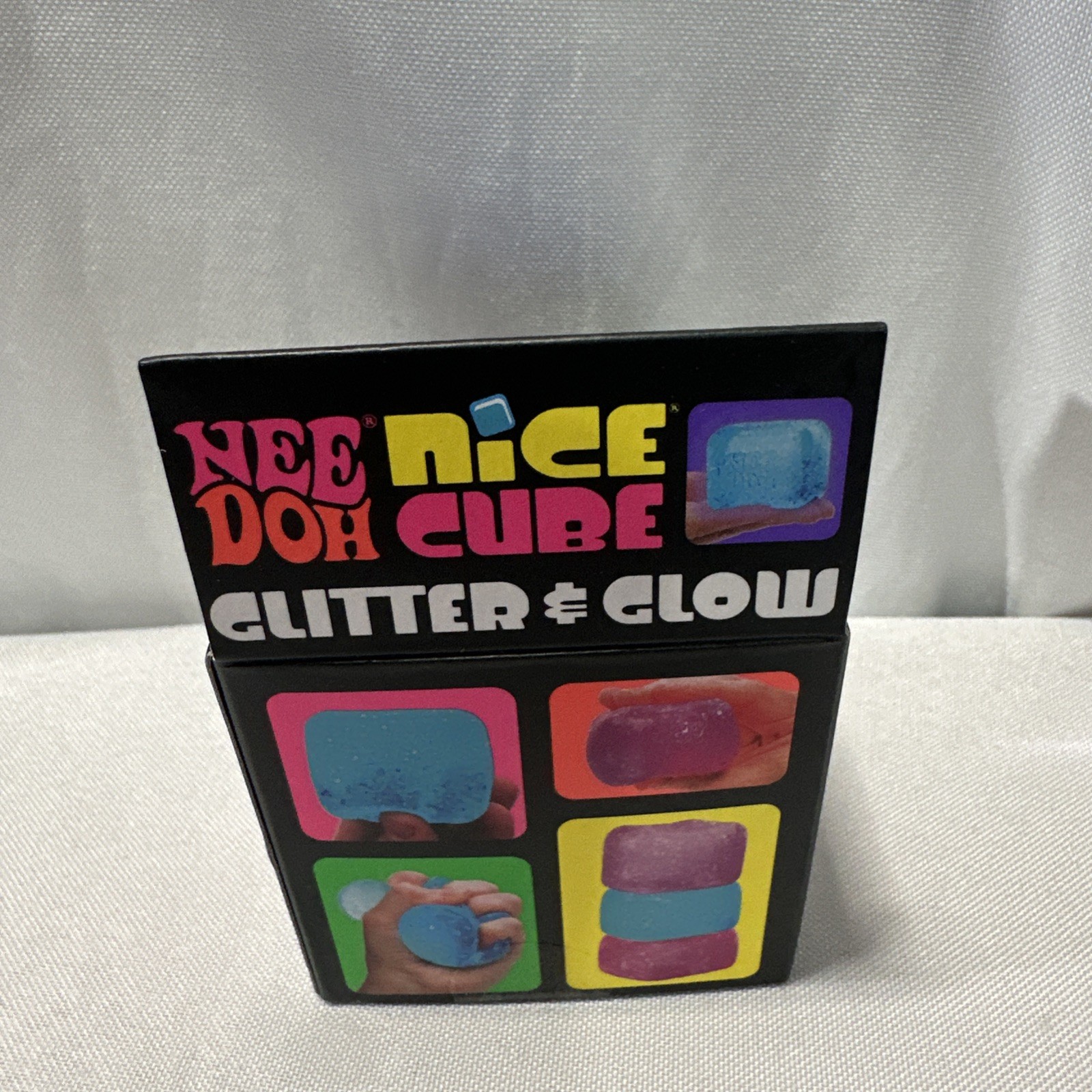 Lot Of 3 NeeDoh Nice Cube Glitter Glow Purple Pink Blue Squishy Toy Nee-Doh NIB