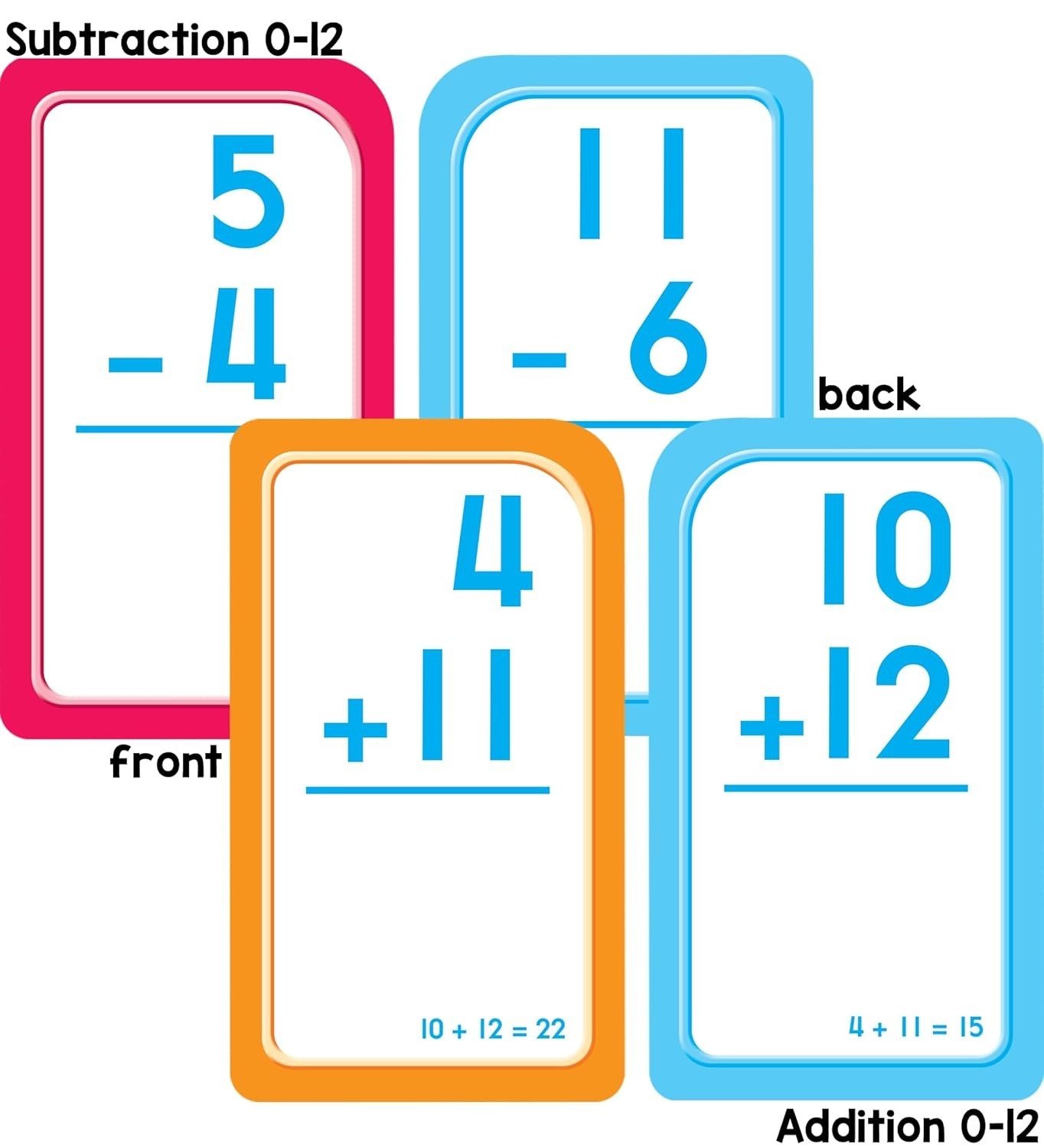 Math Flash Cards Addition Subtraction Numbers 1 to 100 4 pack 1st 2nd Grade Kids