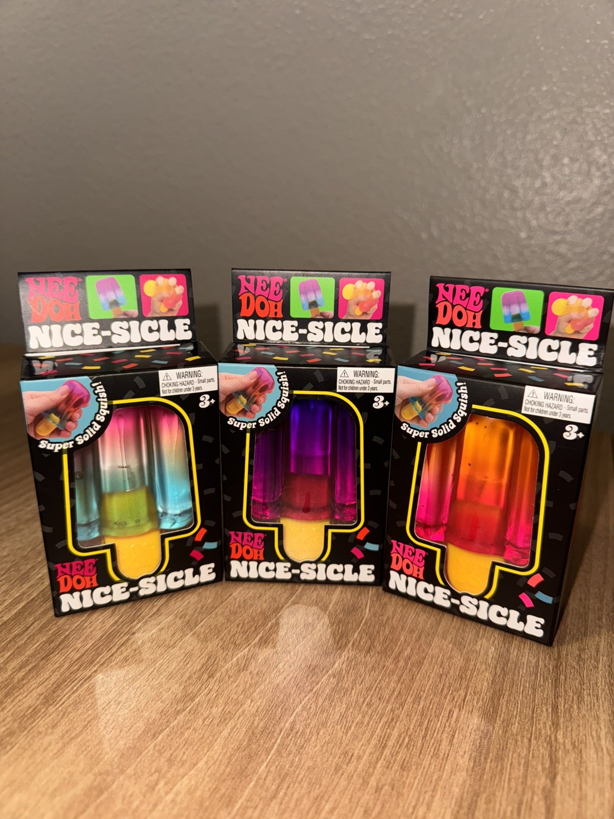 NEE DOH NICE-SLICE POP SICLE PURPLE PINK ORANGE LOT OF 3 D & 1 Nice Ice Baby