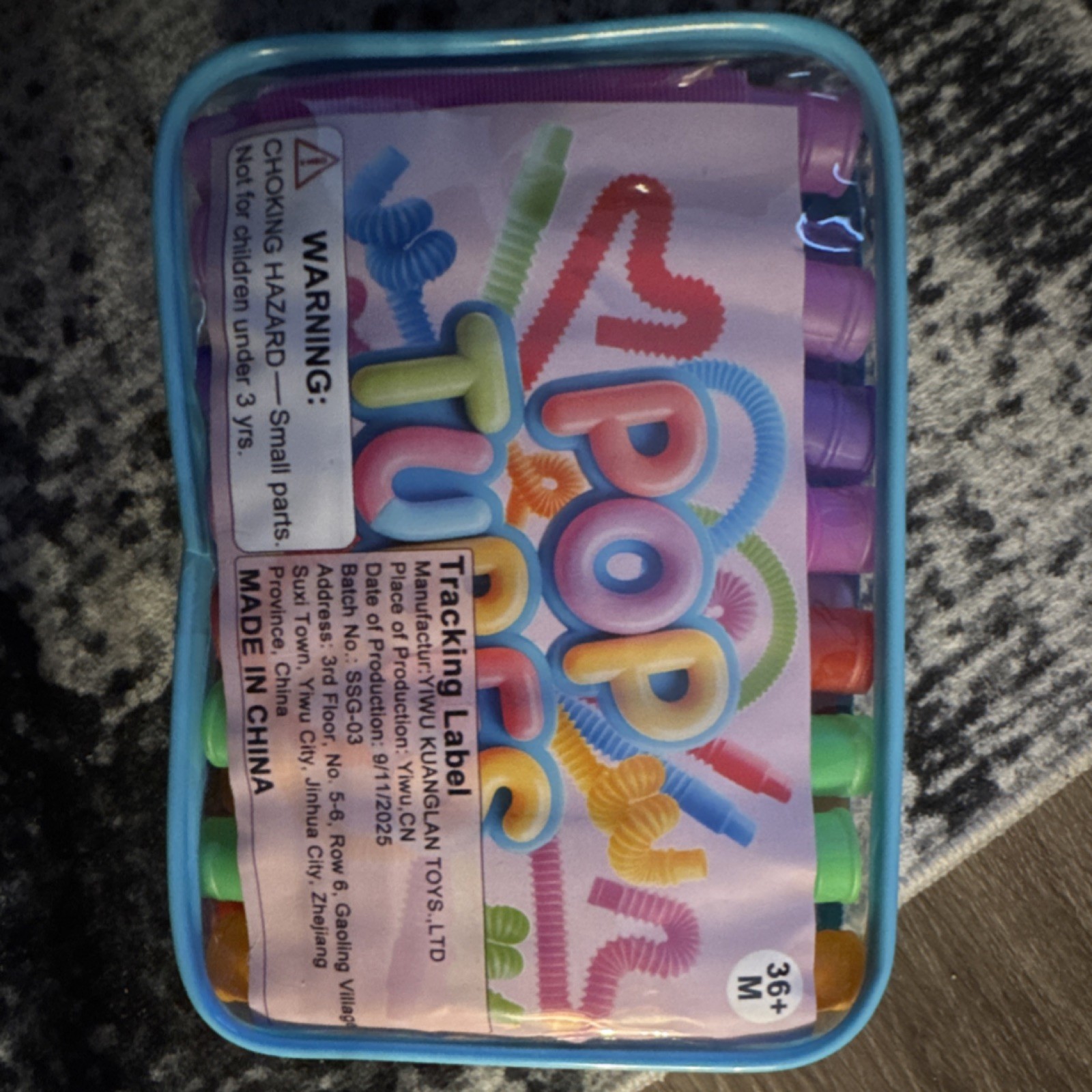 WU KANGLAN TOYS LTD Pop Tubes Tactile Sensory Toy Set Multicolor Ages 3 and Up