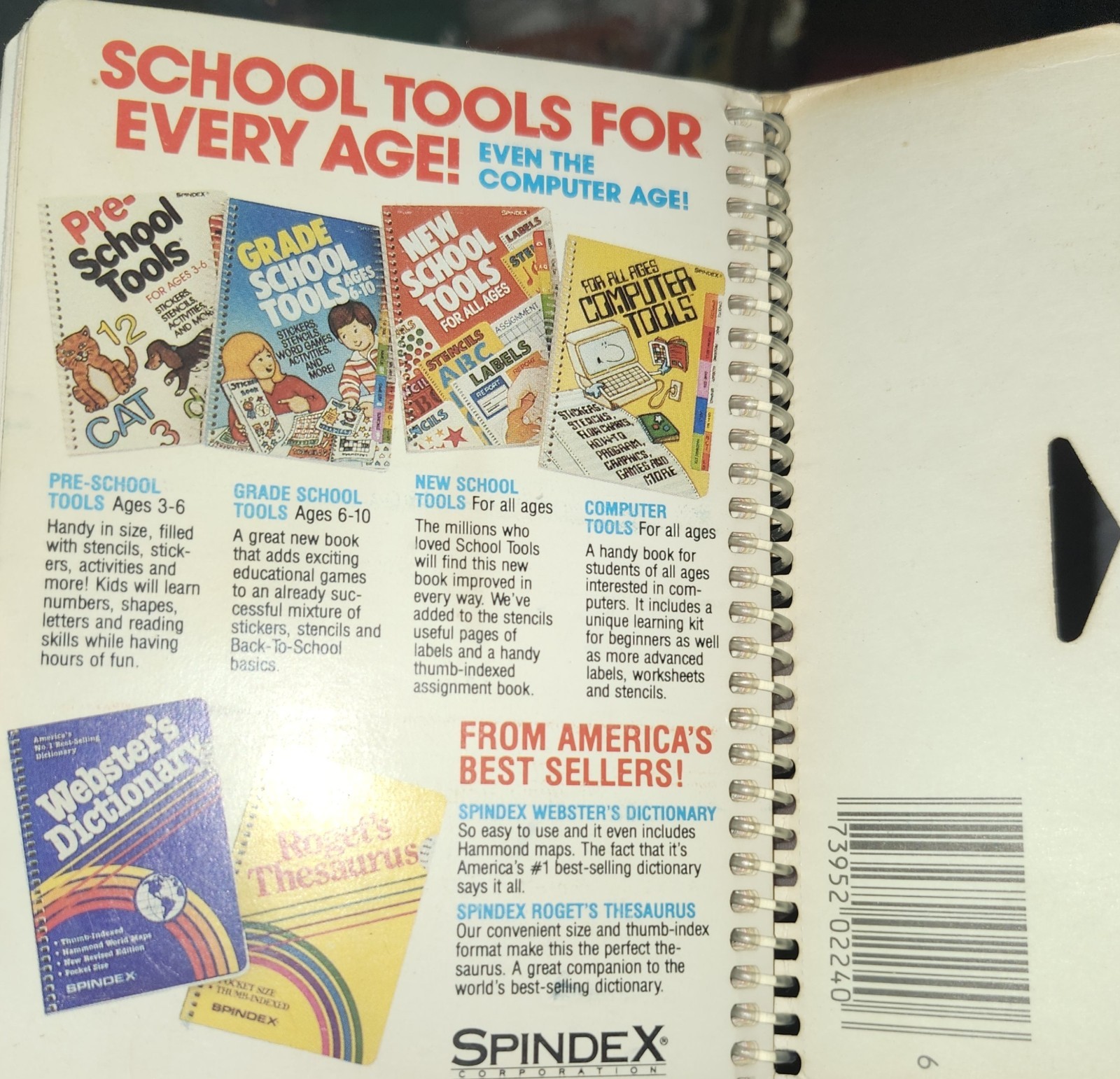 Vintage 1984 Spindex “Grade School Tools” Ages 6 & Up – Stickers Stencils Games