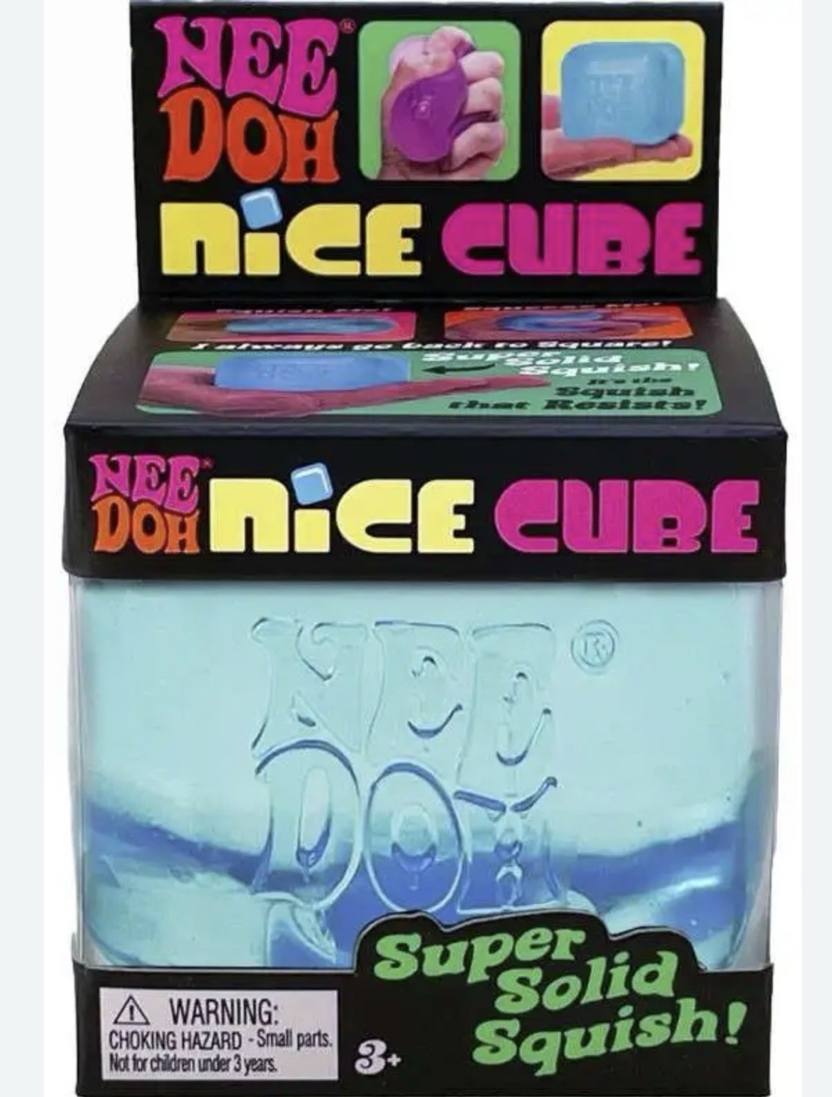 Brand New Needoh Nice Cube Blue Schylling Squeeze Toy Super SolidSquish 2.25″