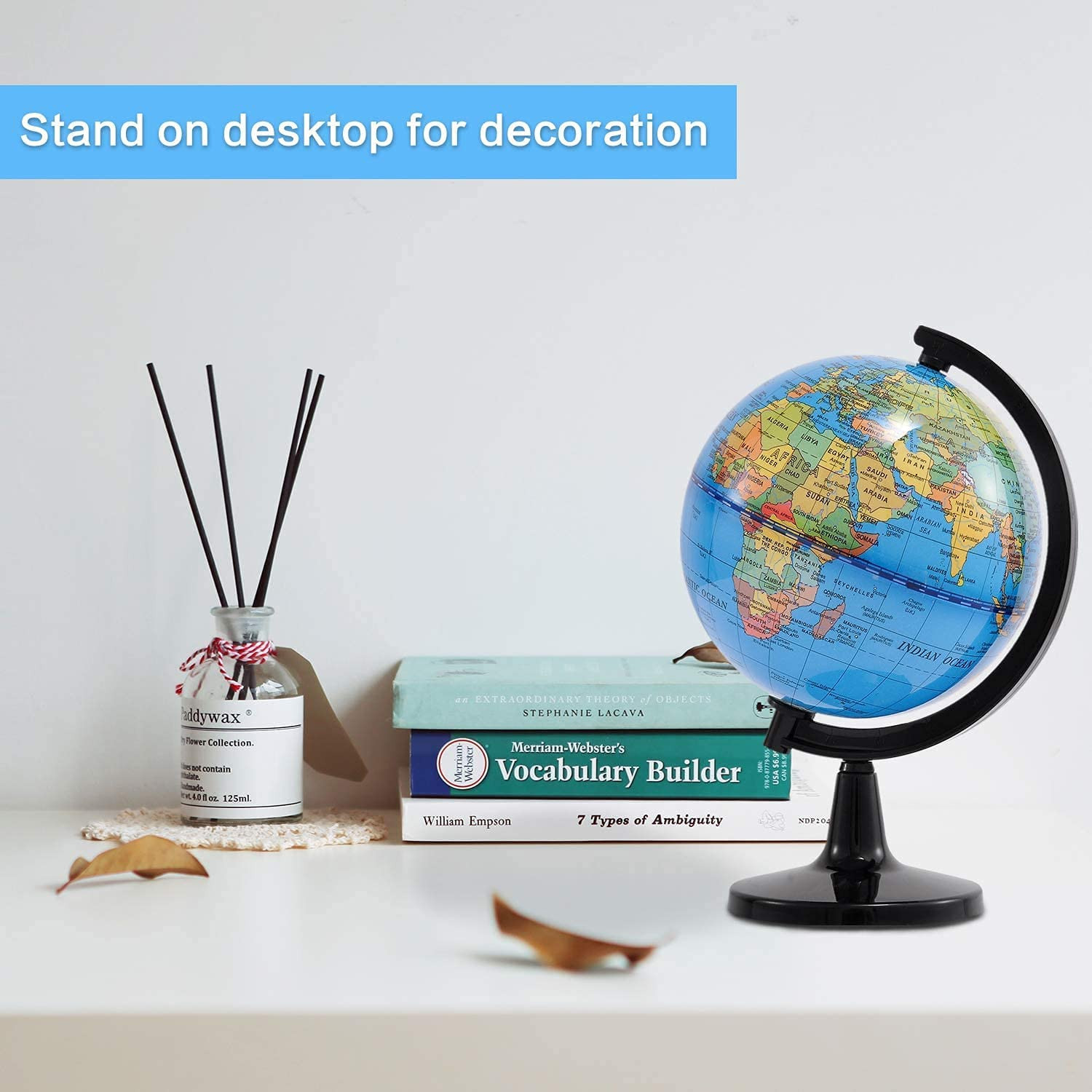 4” World Globe for Kids Learning, Educational Rotating World Map Globes Mini Si