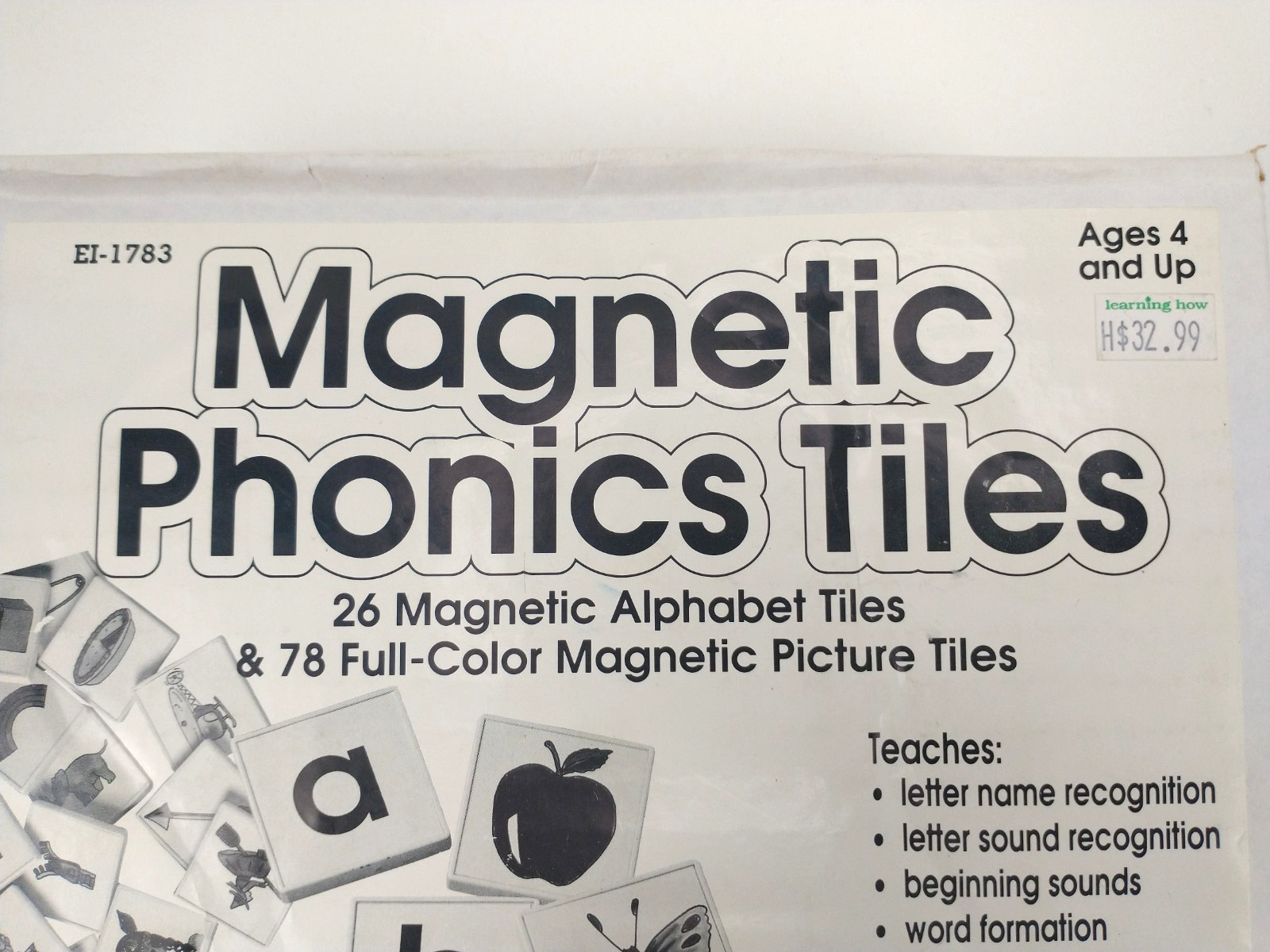 New Vintage 1990 Educational Insights 104 Piece Magnetic Phonics Tiles Set-1783A