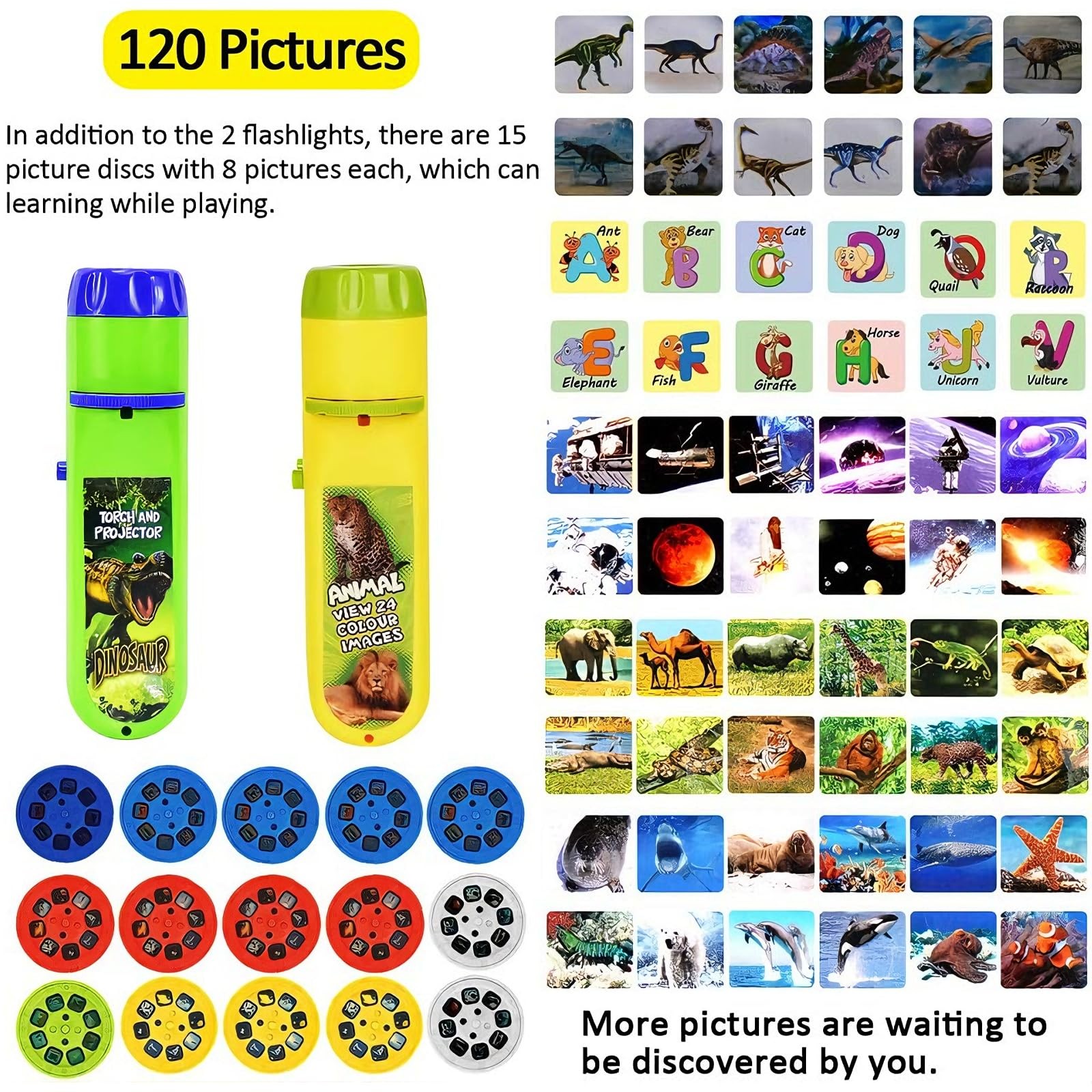 HahaGo Torch Projector Projection Lighting Story Torches Light Toy Slide Lamp E