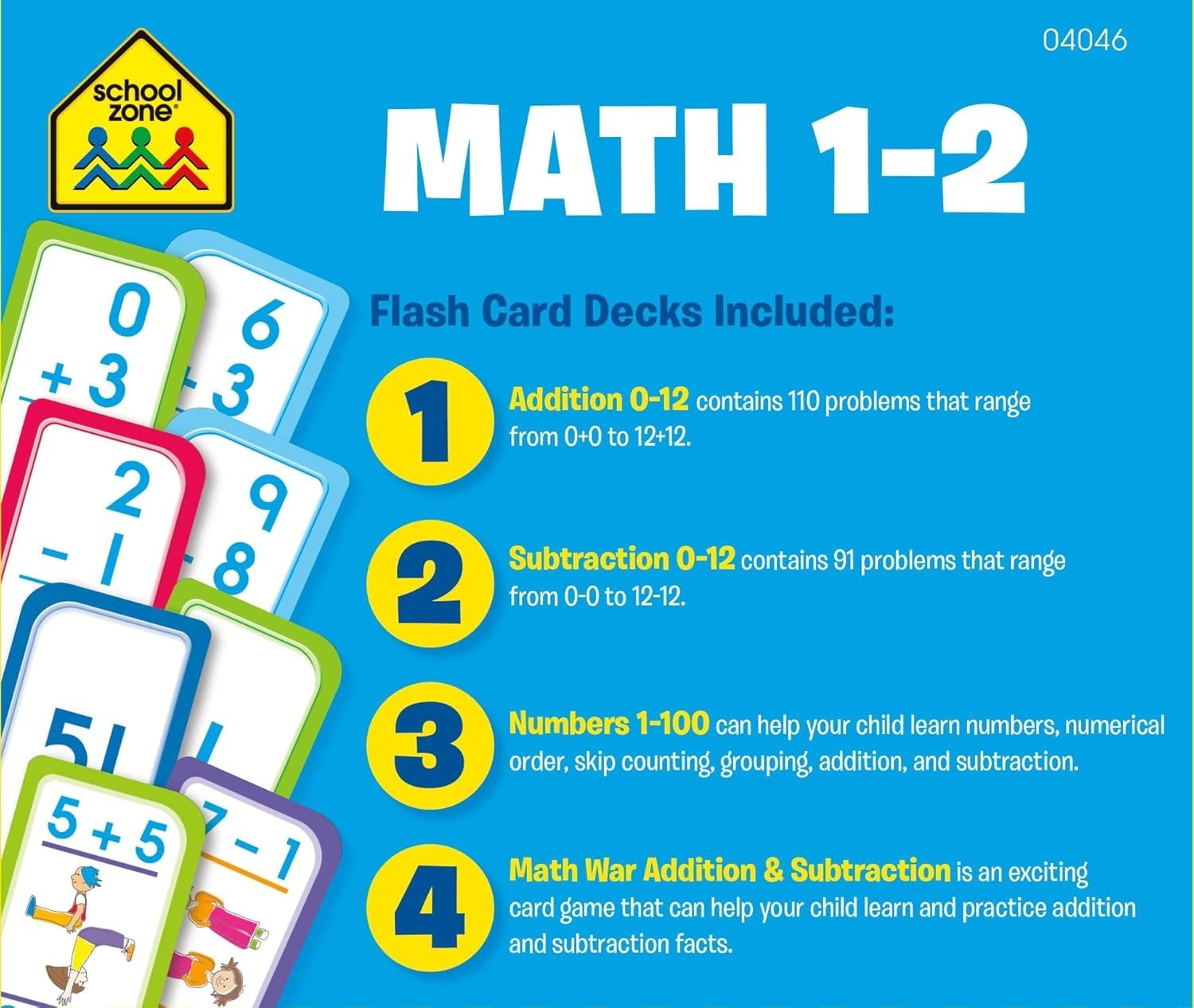 Math Flash Cards Addition Subtraction Numbers 1 to 100 4 pack 1st 2nd Grade Kids