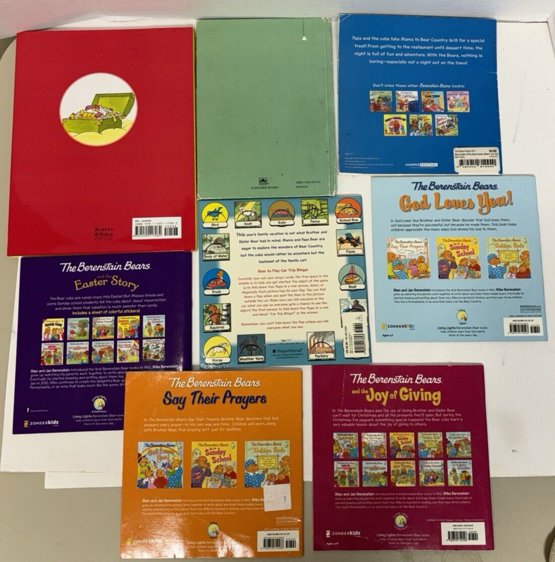 Berenstain Bears Living Lights Preschool Kindergarten 8 Book Lot – w/ Stickers