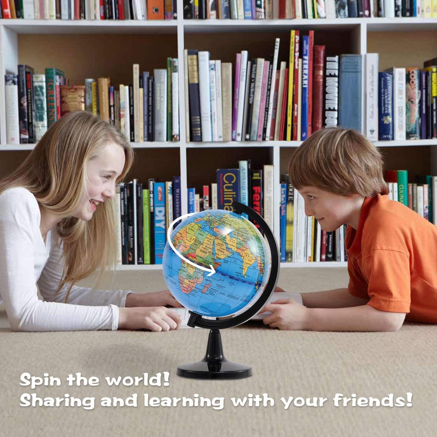 4” World Globe for Kids Learning, Educational Rotating World Map Globes Mini Si