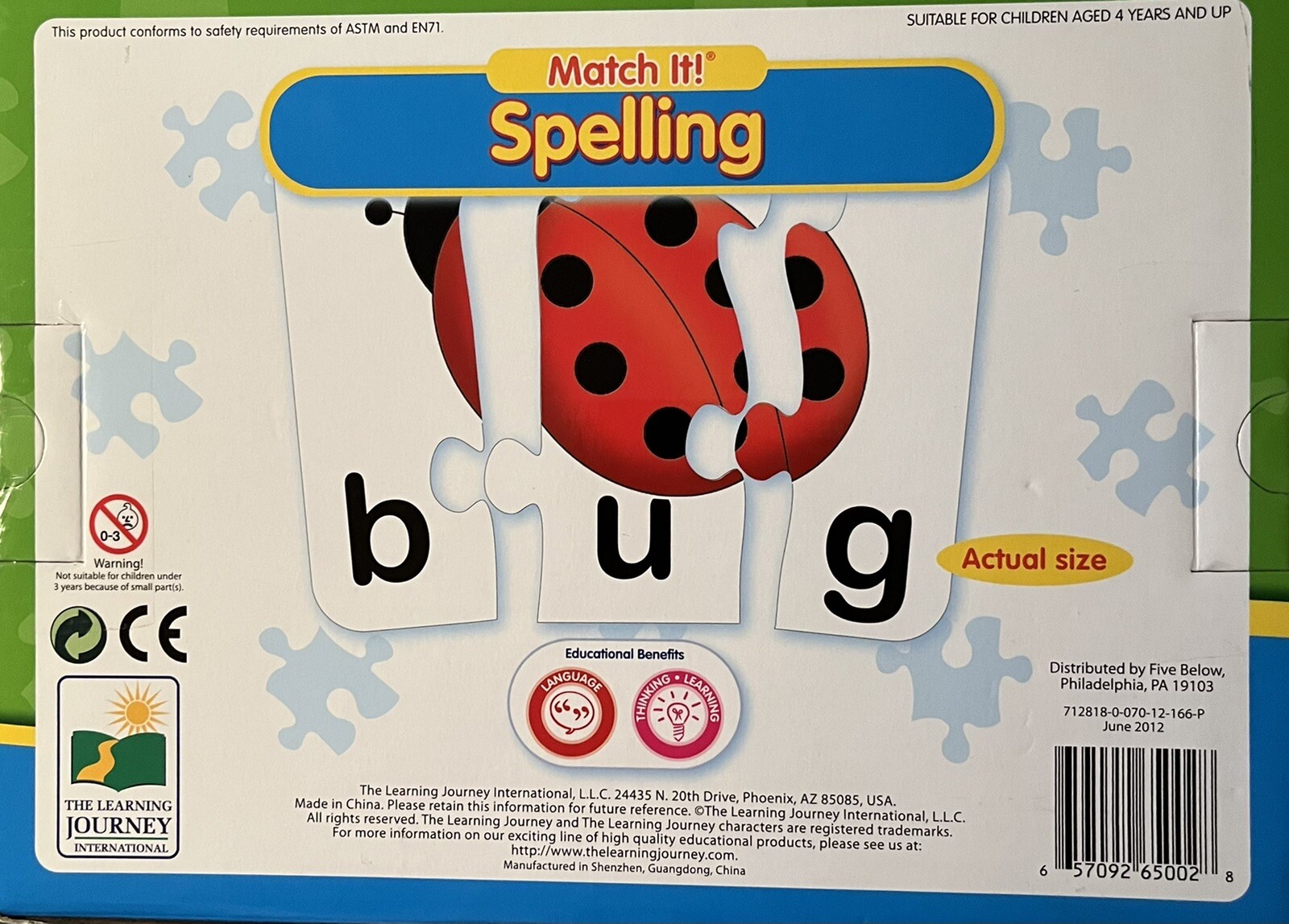 Match It! SPELLING Puzzle Set for ages 4 and up (NEW)