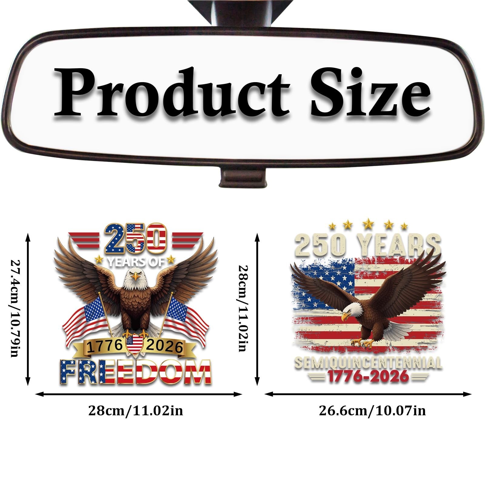 Dazoratix 250th Anniversary Car Decal – 2 Pcs 250 Years America Merchandise U…