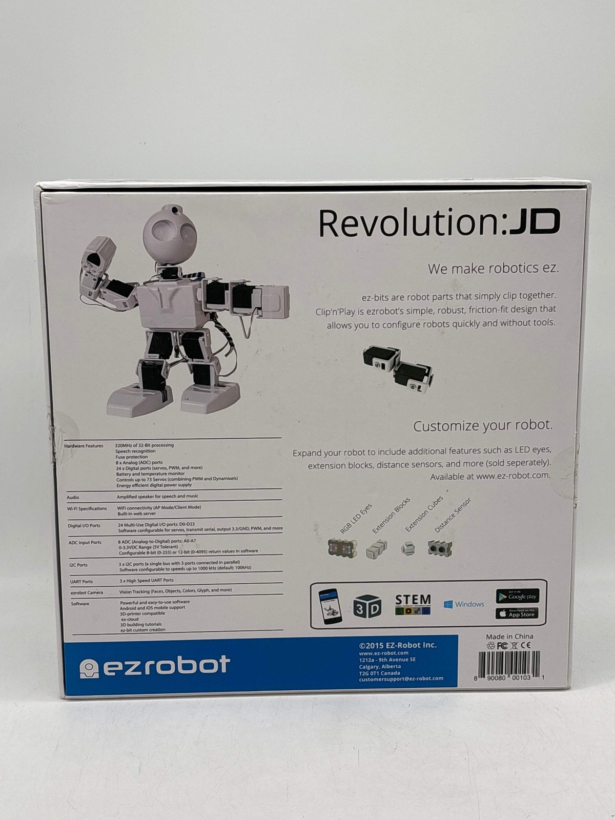 EZ-Robot Revolution:JD White Robotics Kit – Used with Box