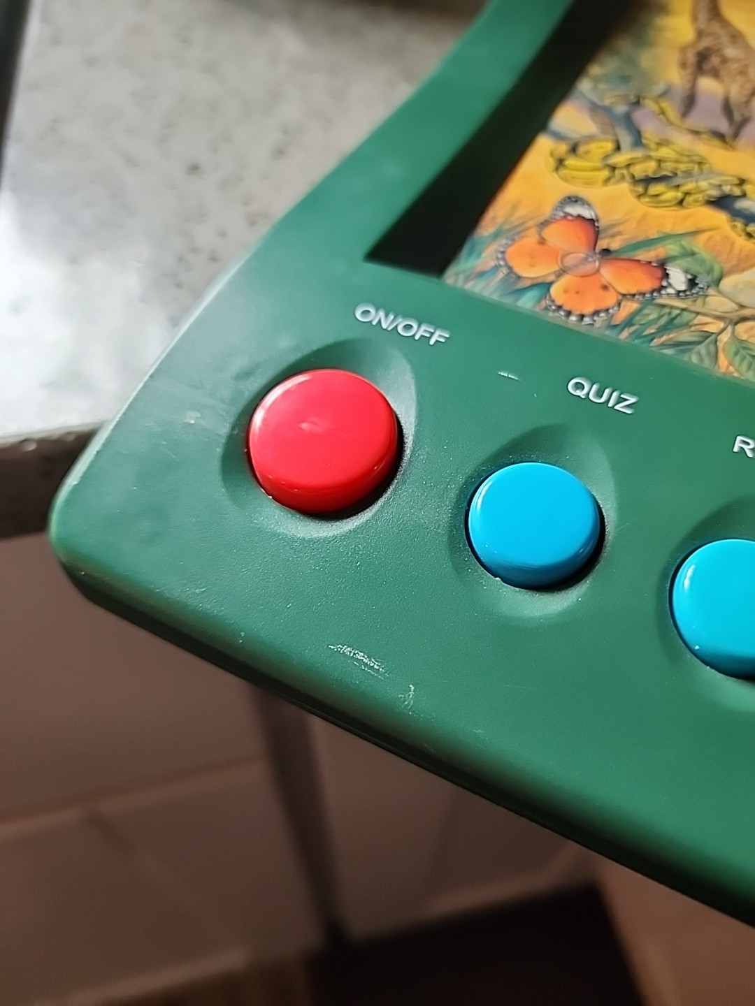 GEO GENIUS GREEN JUNGLE ANIMALS INTERACTIVE QUIZ TOY SOUND HABITAT FACTS 1998