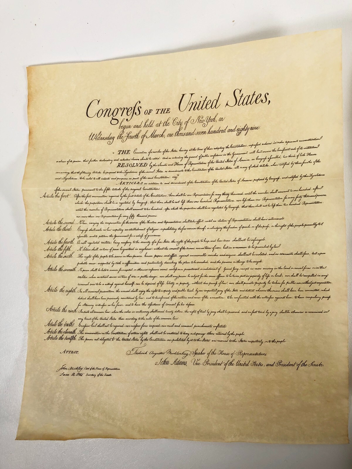 US Founding Document Constitution Dec Indepence Bill Rights Gettysburg Parchment