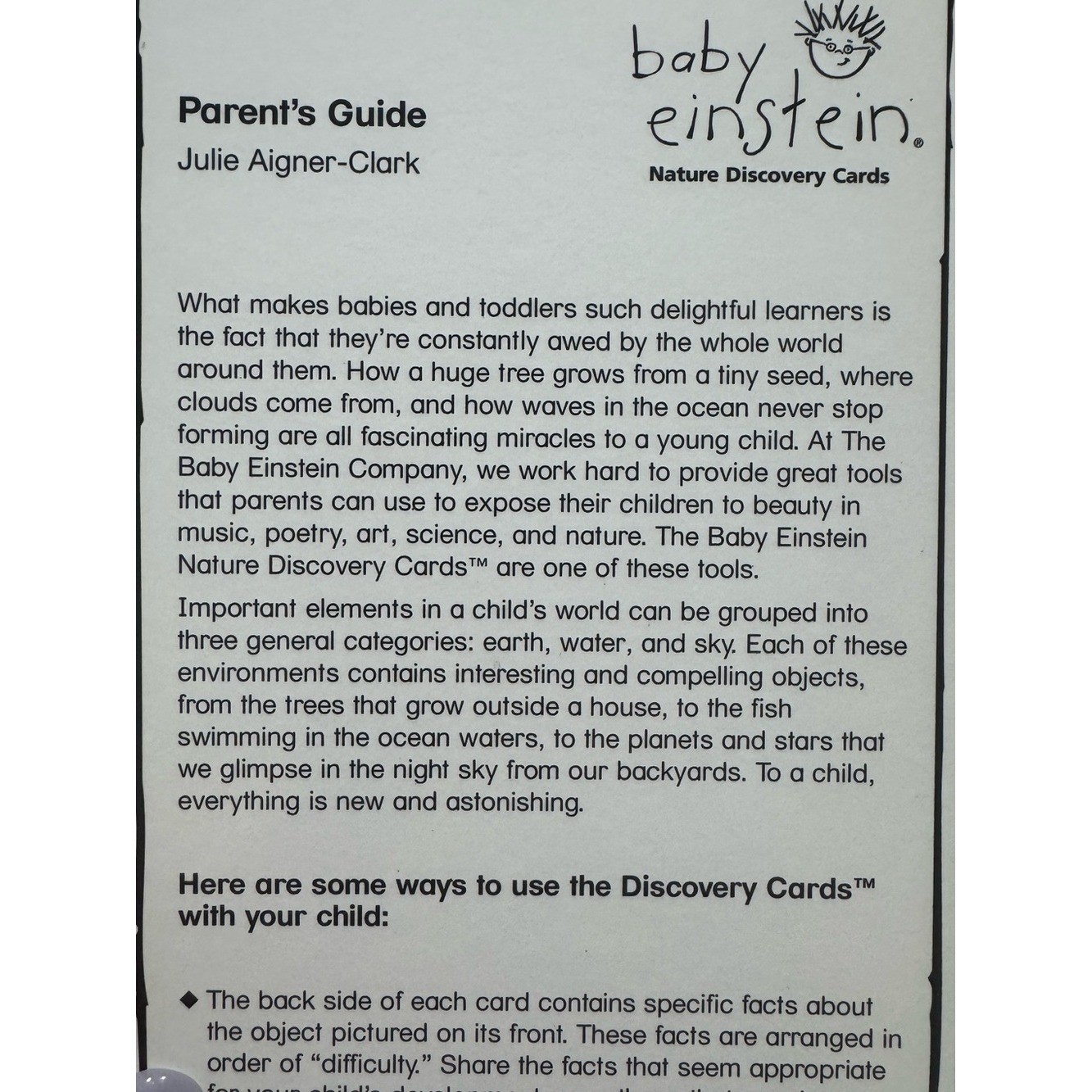 Baby Einstein Nature Discovery Cards 2003 Walt Disney Company 29 cards