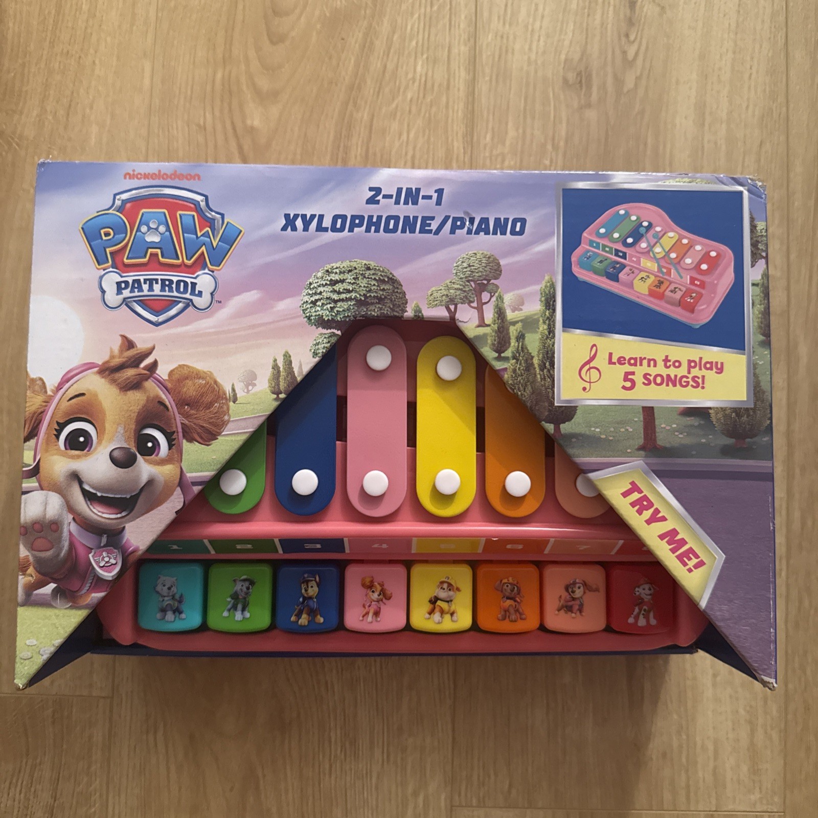 PAW PATROL 2 In 1 XYLOPHONE PIANO NEW IN BOX Nickelodeon SKY PiNK