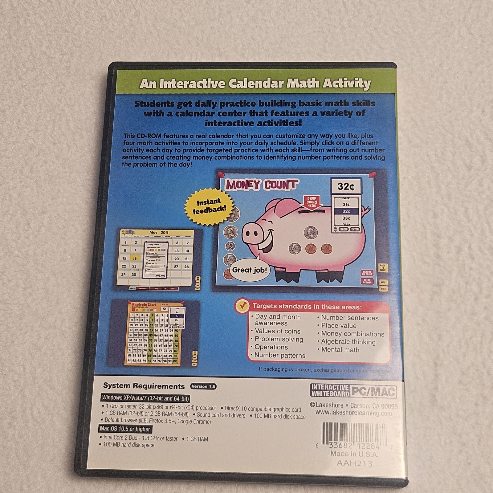 Lakeshore Interactive Calendar Math HH764 Grades 1-2 PC Mac CD-ROM Homeschool