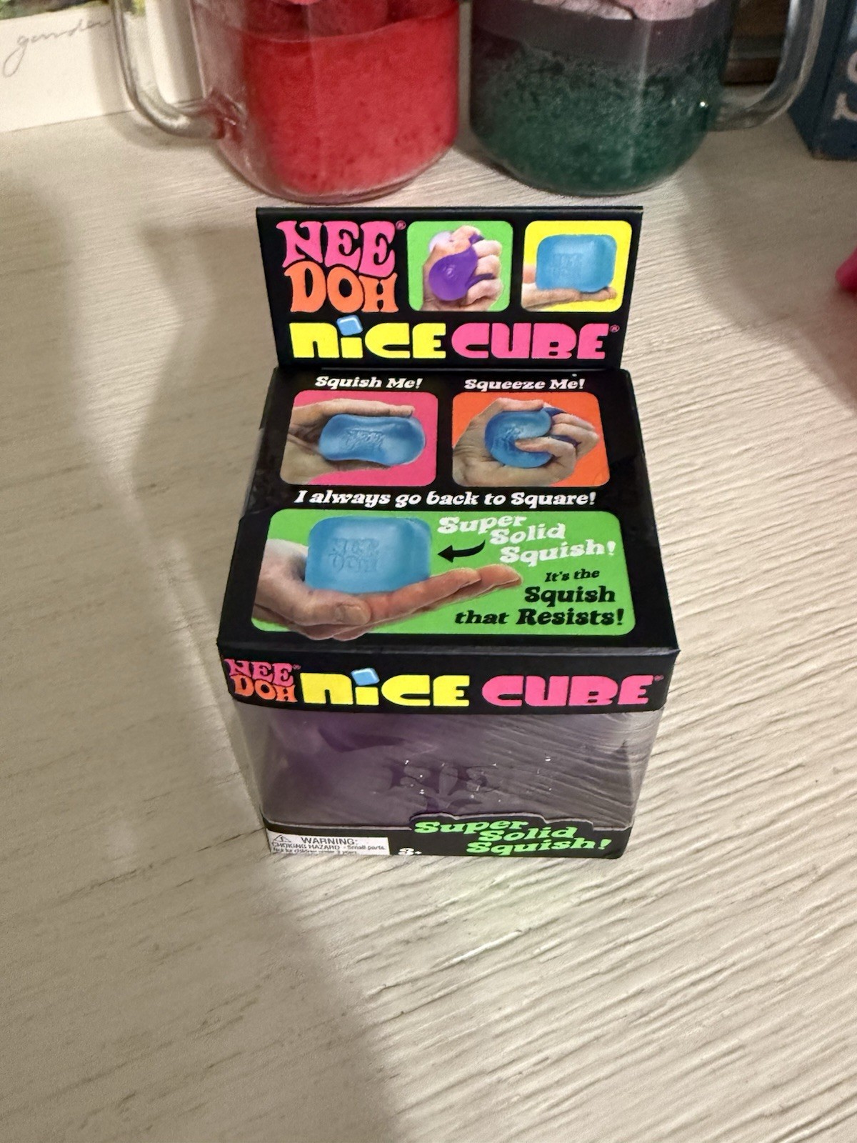 Needoh Nice Cube Purple Sensory Squeeze Toy with Super Solid Squish – 2.25″ Cube