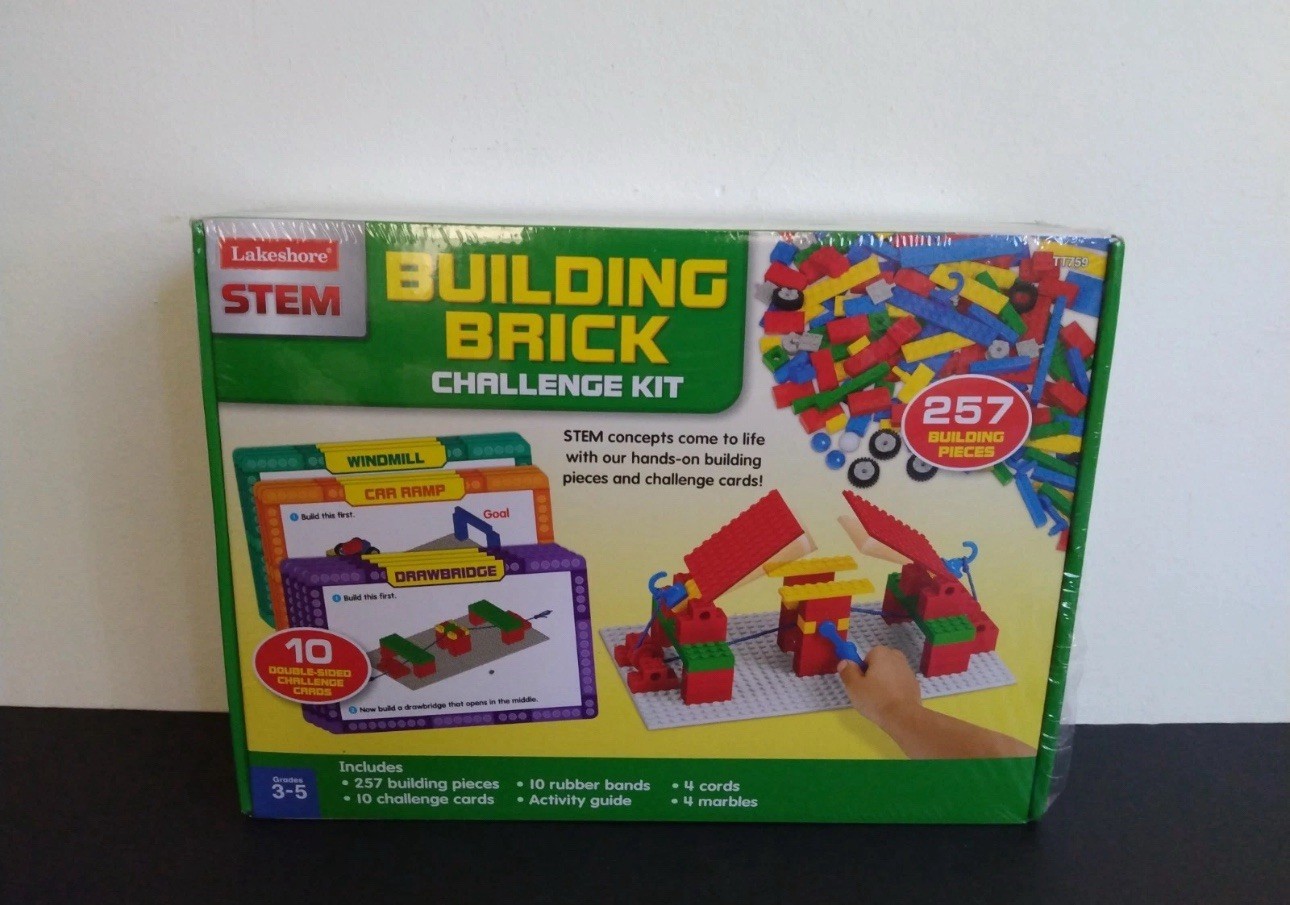 Lakeshore STEM Building Brick Challenge Kit, 257 Pc; Grades 3-5, TT759, NEW