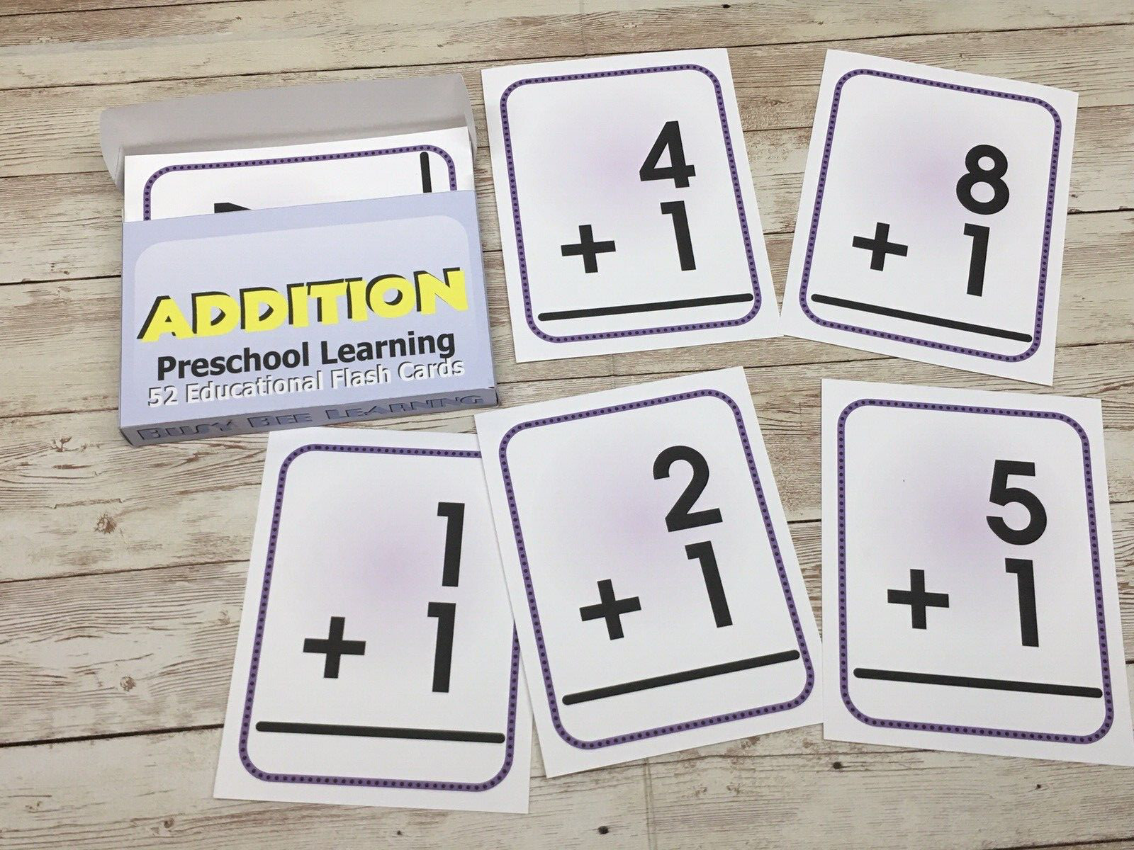 Addition – Busy Bee Preschool Learning – 52 Educational Flash Cards