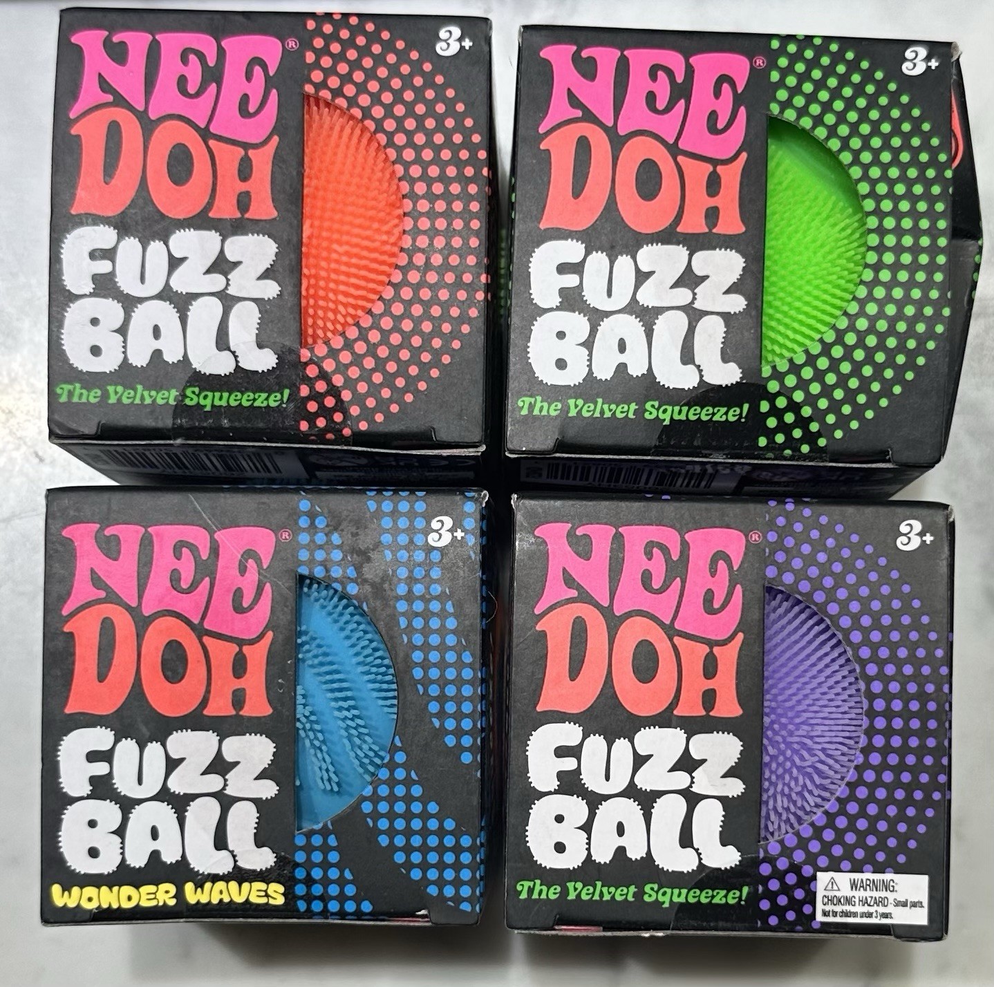 Needoh FUZZ BALL Wonder Waves Nee Doh Squish Stress Ball NEE-DOH Fuzzball