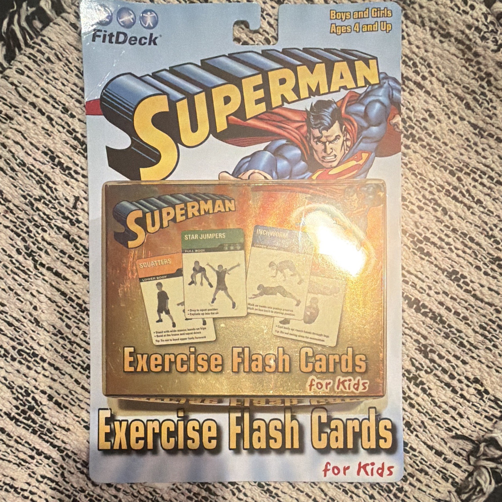 FitDeck Jr. Superman Edition Kids Fitness Exercise Flash Cards 50-Card Deck