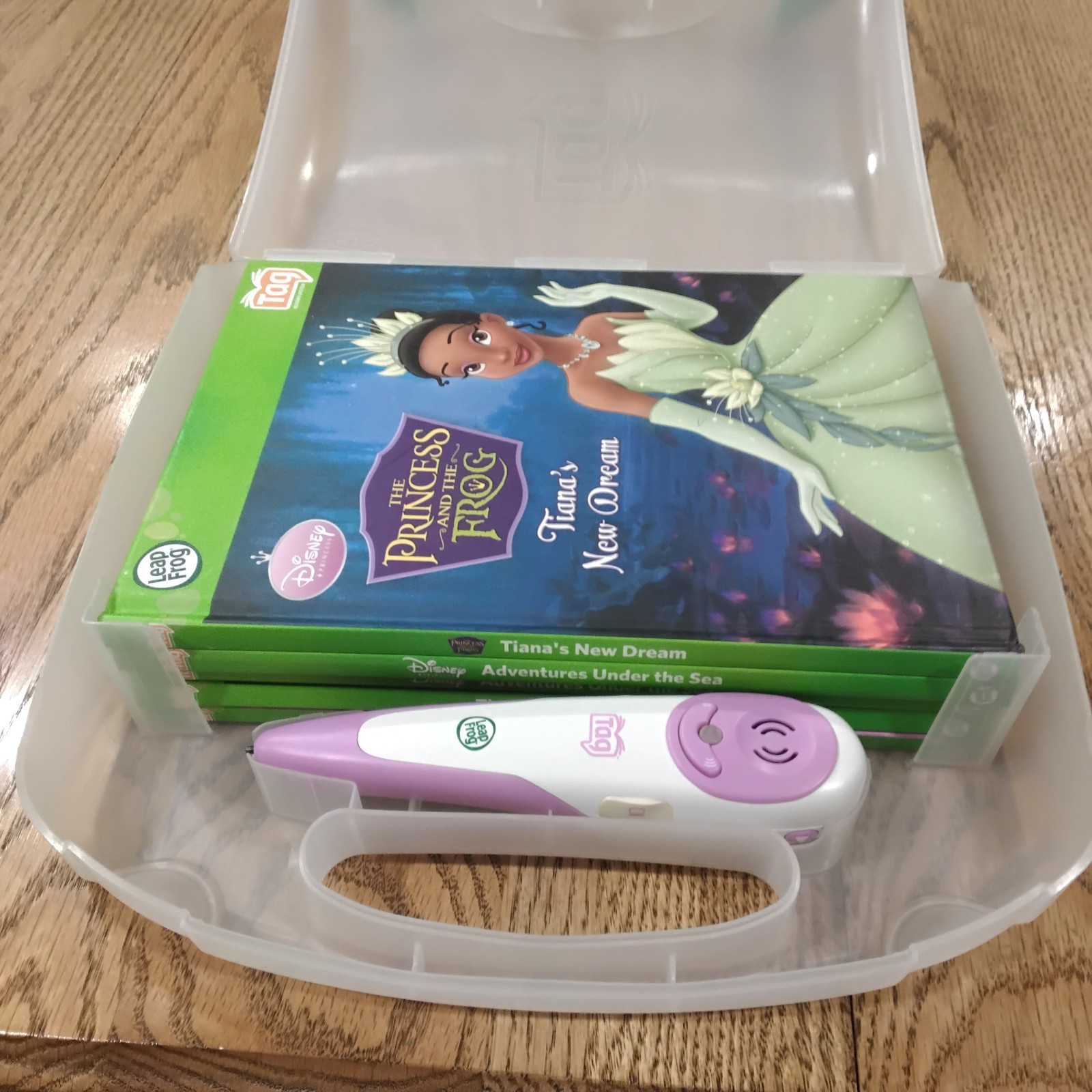 Leap Frog Tag Reader Pen Case & Books Lot Little Mermaid Princess Cat In The Hat