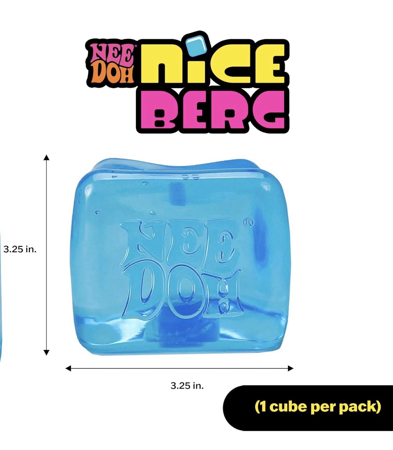 NeeDoh Nice Berg Blue XL Giant Nee Doh Niceberg Solid Squish Cube Ice Block -NEW