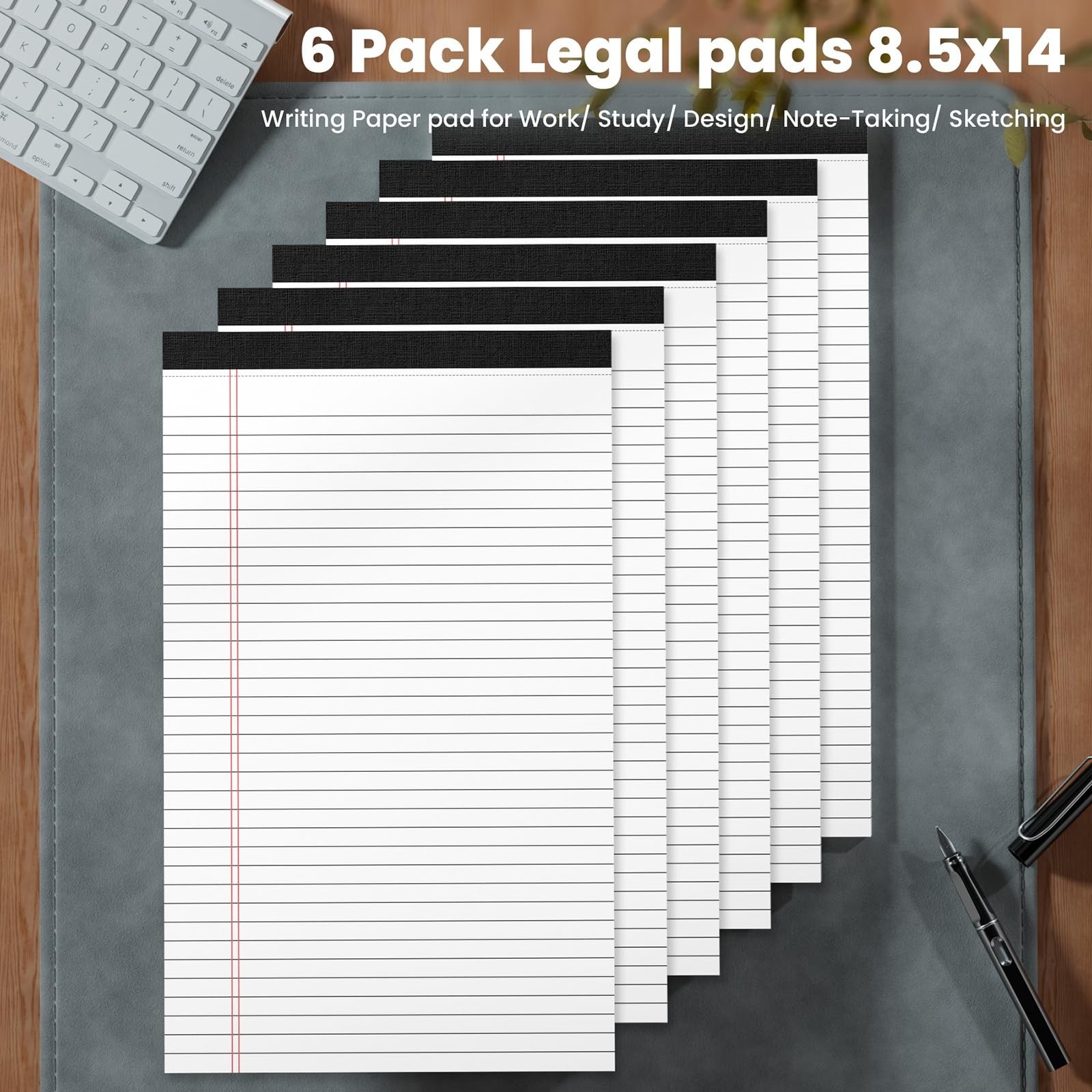 Legal Pads 8.5 x 14 Note Pads, 6 Pack Writing Pads Wide Ruled Notepads, Micro…