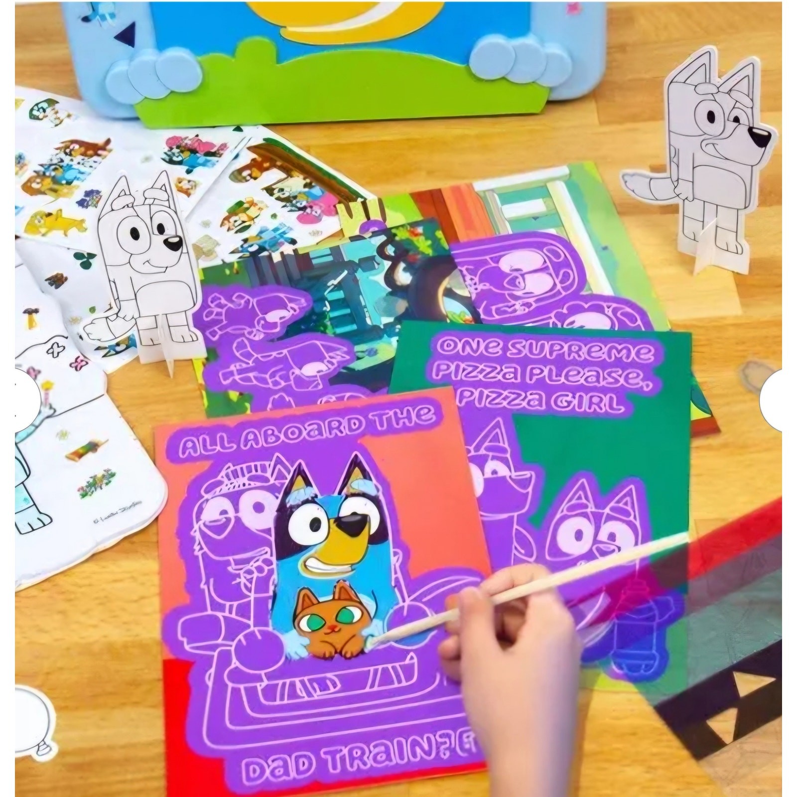 Bluey Creative Art Caddy Crayons Stickers Art Sheets NWT Bluey Cardstock Figures