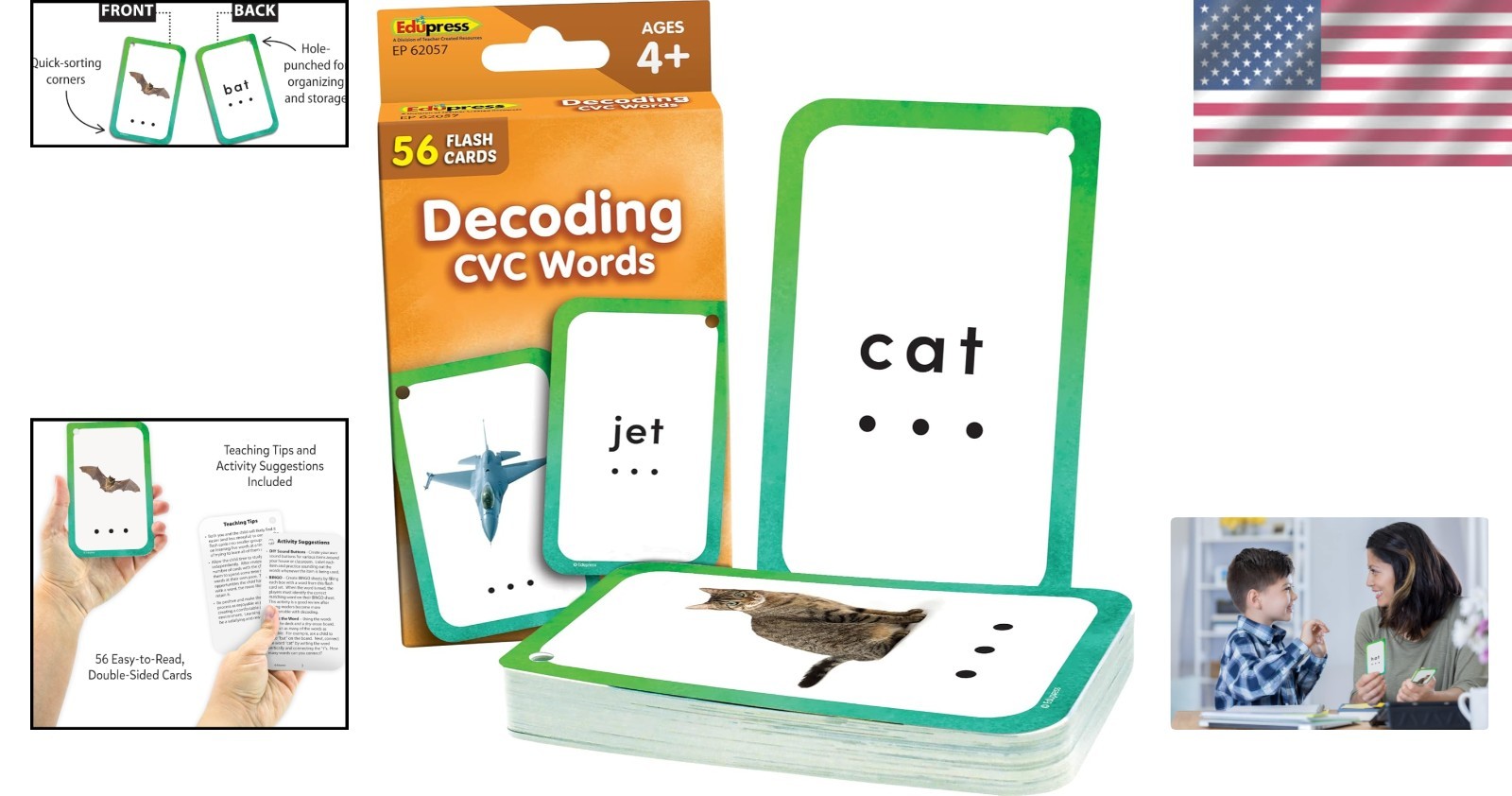 Decoding CVC Words Flash Cards – 56 Engaging Double-Sided Cards for Learning