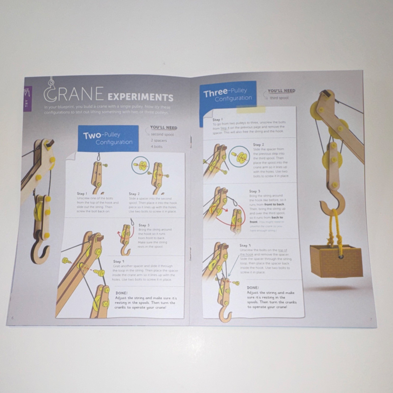 Wooden Crane Science Kit Ages 9+ Parts & Instructions KiwiCo Tinker Crate